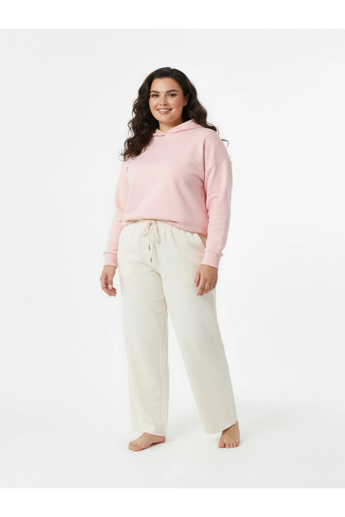 Düz Paça Büyük Beden Eşofman Altı Bej 2016