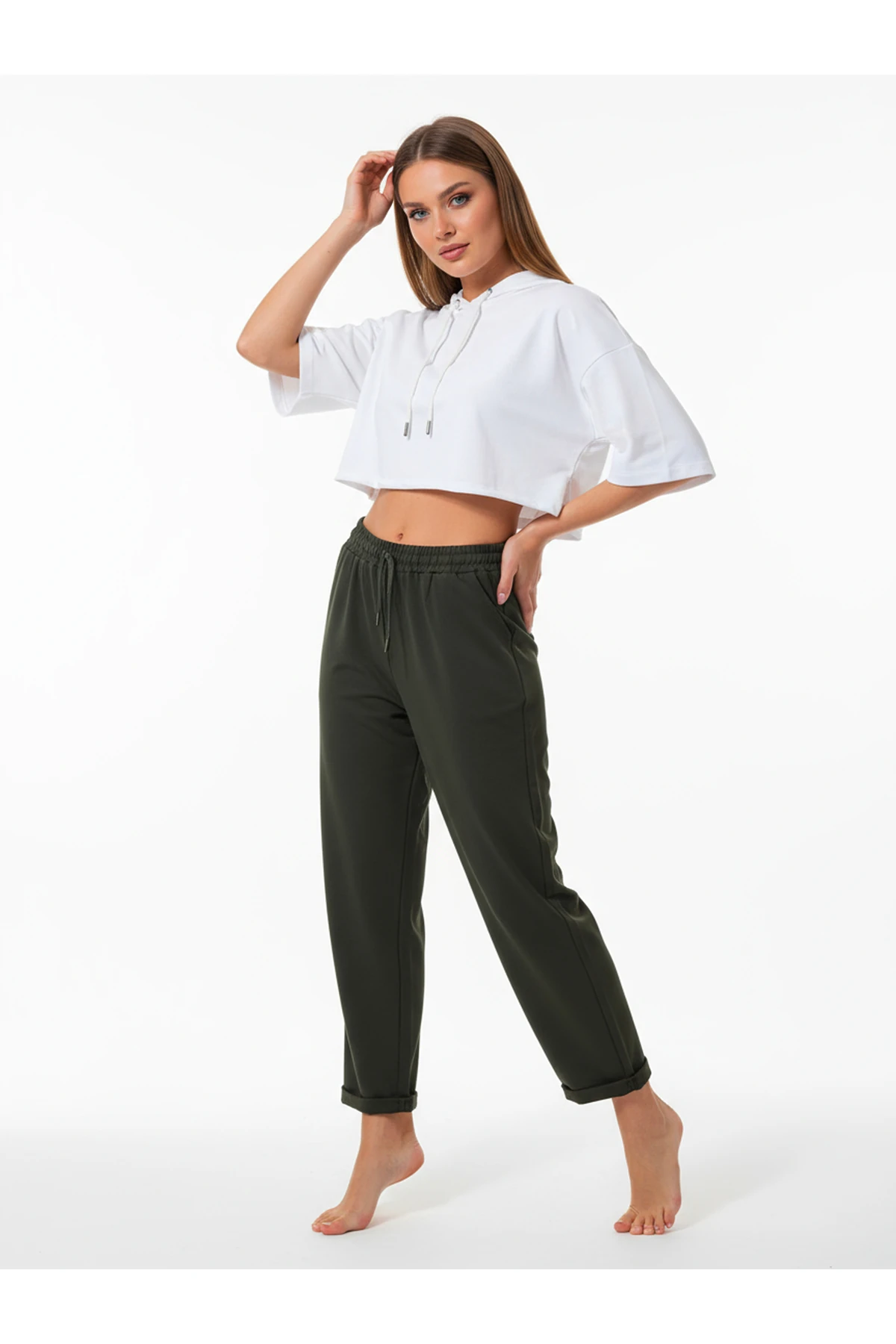 Duble Paça Eşofman Altı Haki 2629