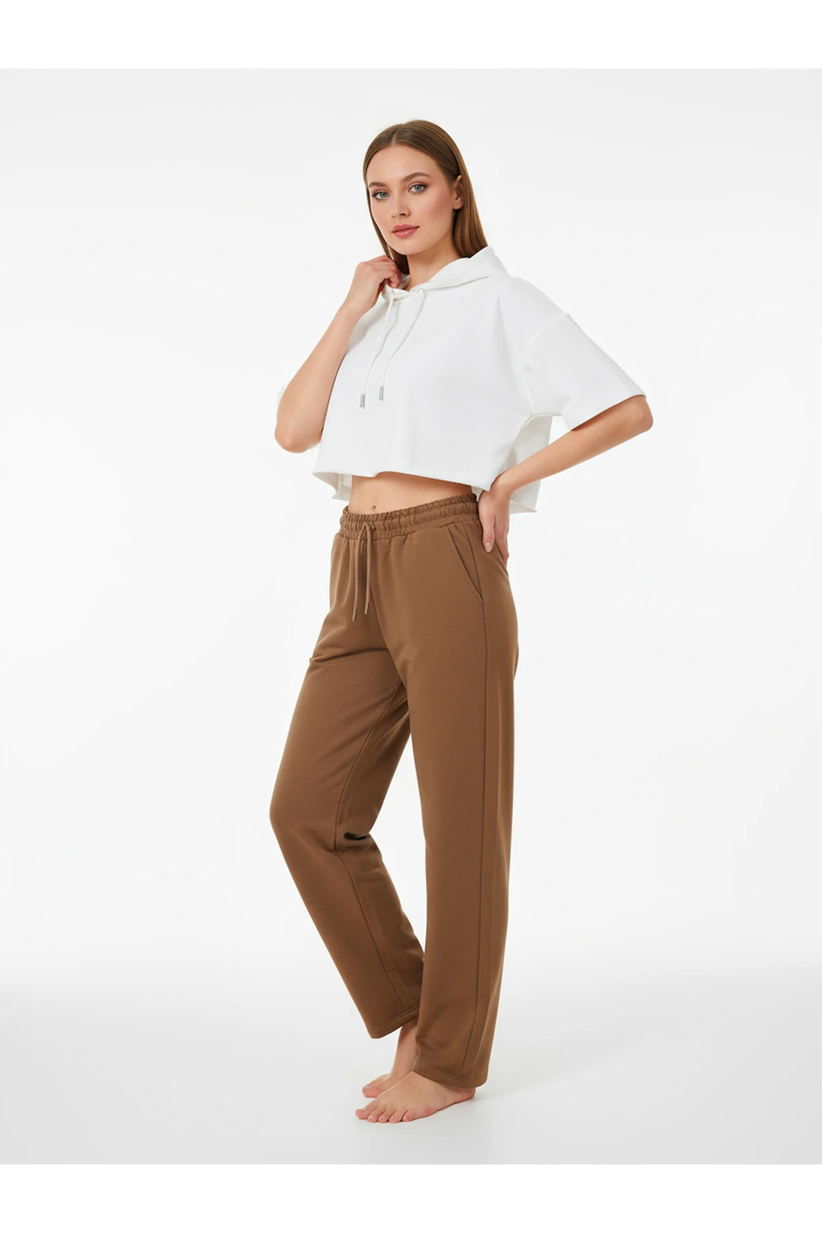 Düz Paça Eşofman Altı Hardal 3011