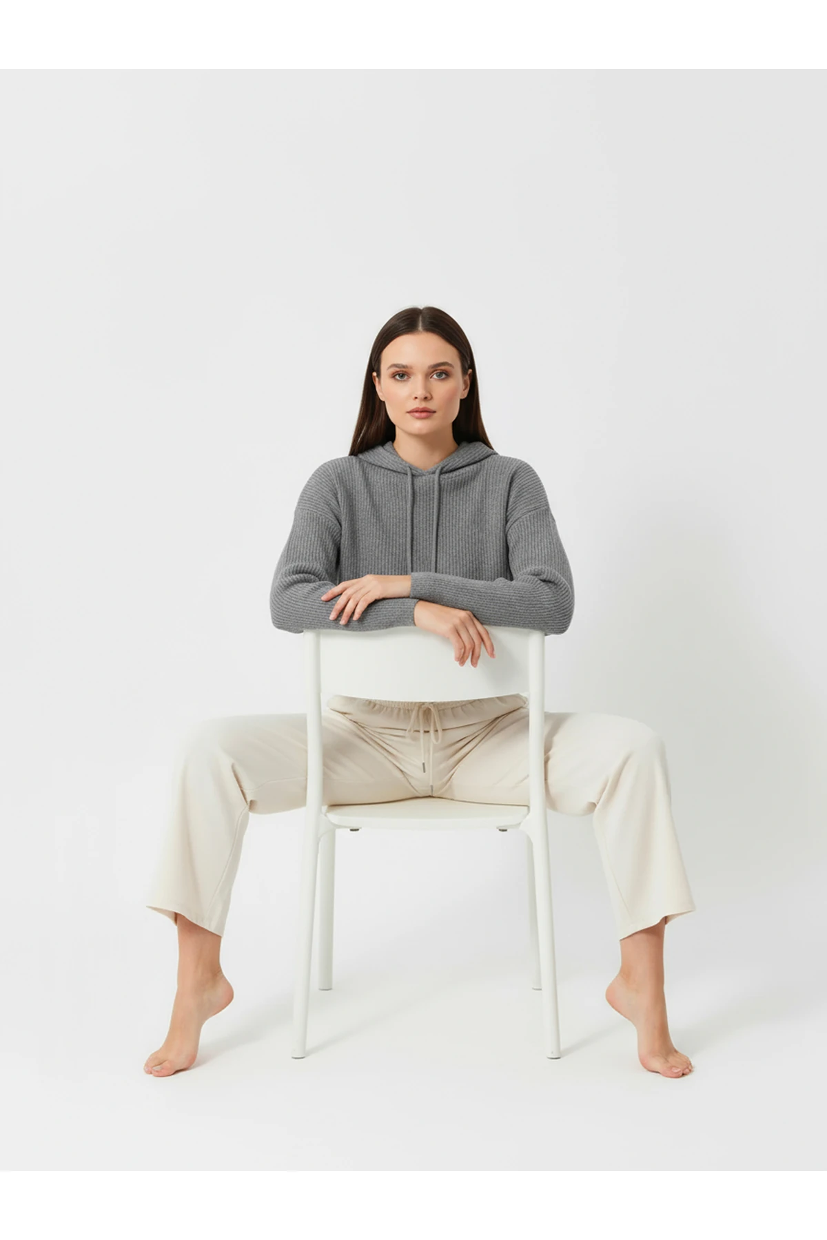 Düz Paça Eşofman Altı Bej 3011