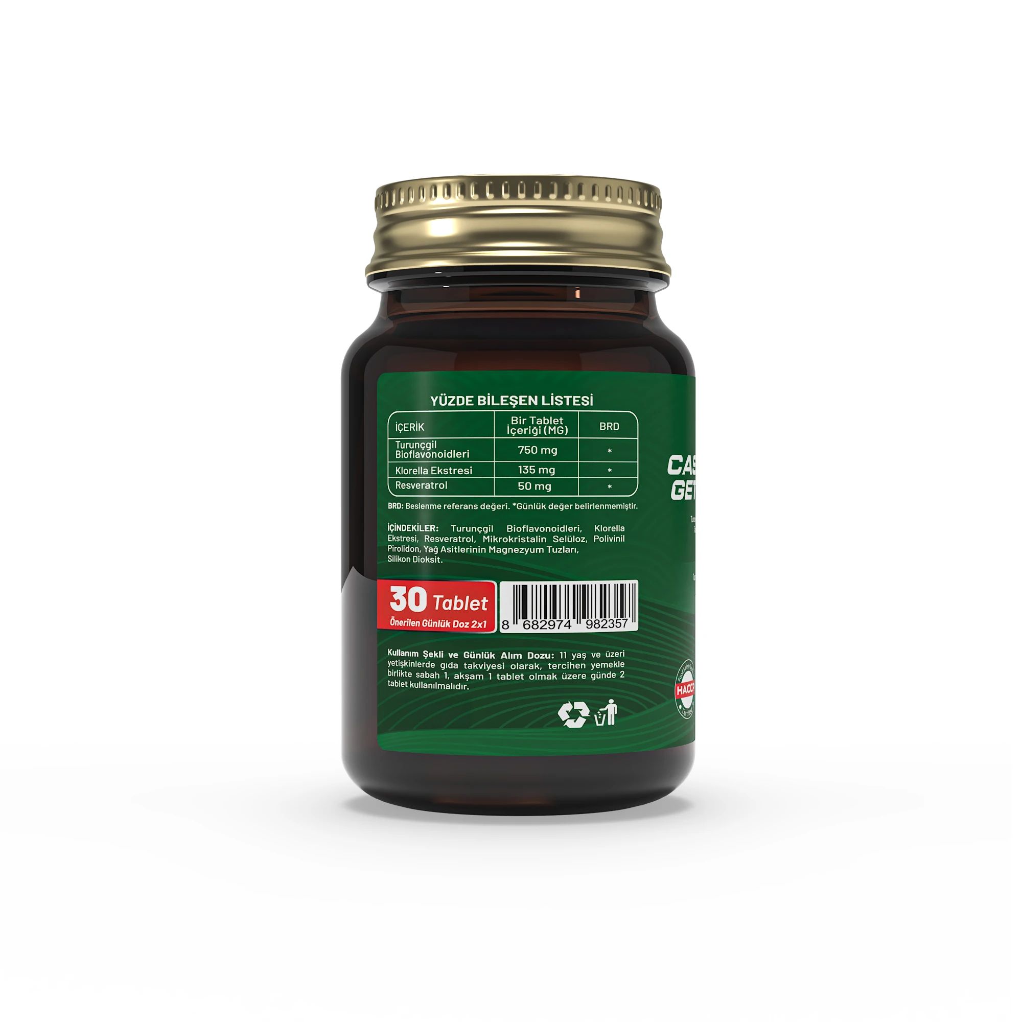 Castle Get Up X – Chlorella, Resveratrol ve Bioflavonoid İçeren Takviye (30 Tablet) - 3'lü Avantaj Paketi