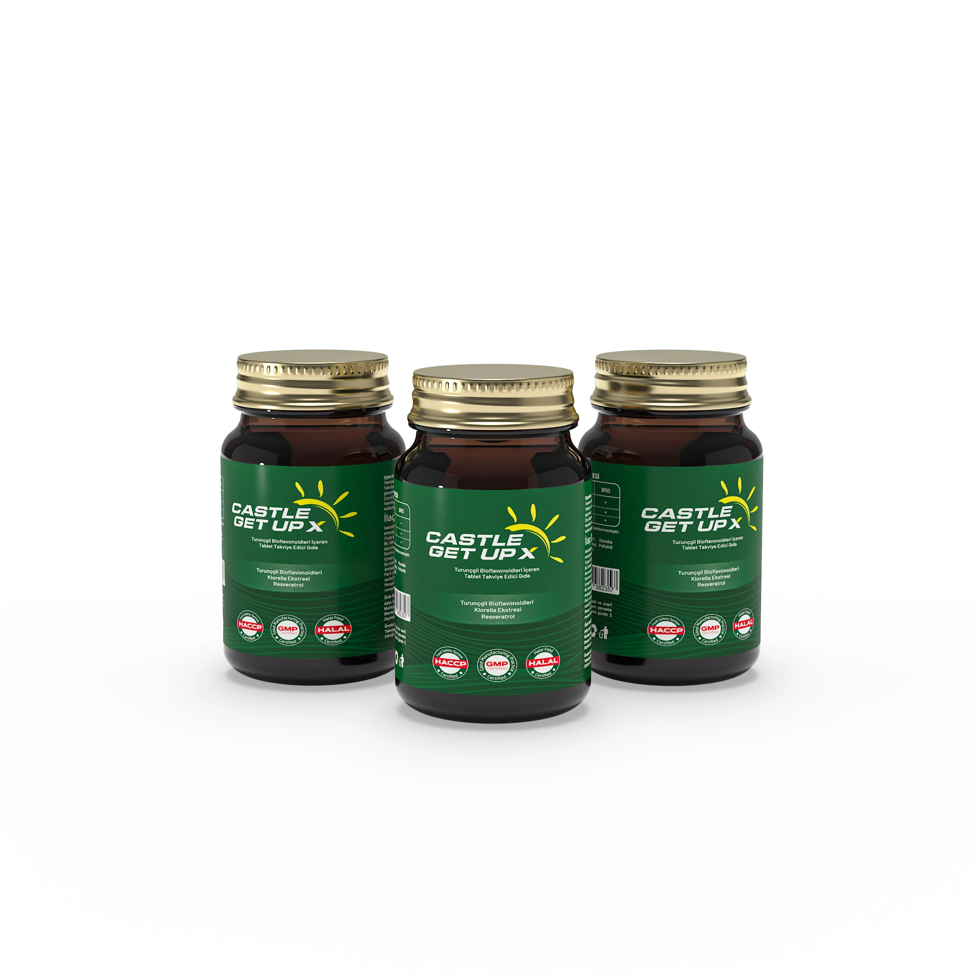 Castle Get Up X – Chlorella, Resveratrol ve Bioflavonoid İçeren Takviye (30 Tablet) - 3'lü Avantaj Paketi