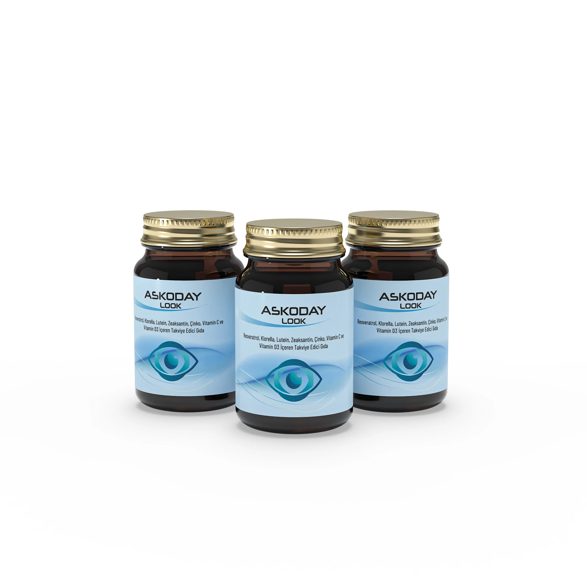 Askoday Look Takviye Edici Gıda – Lutein, Zeaksantin, DHA ve Resveratrol (30 Tablet) - 3'lü Avantaj Paketi
