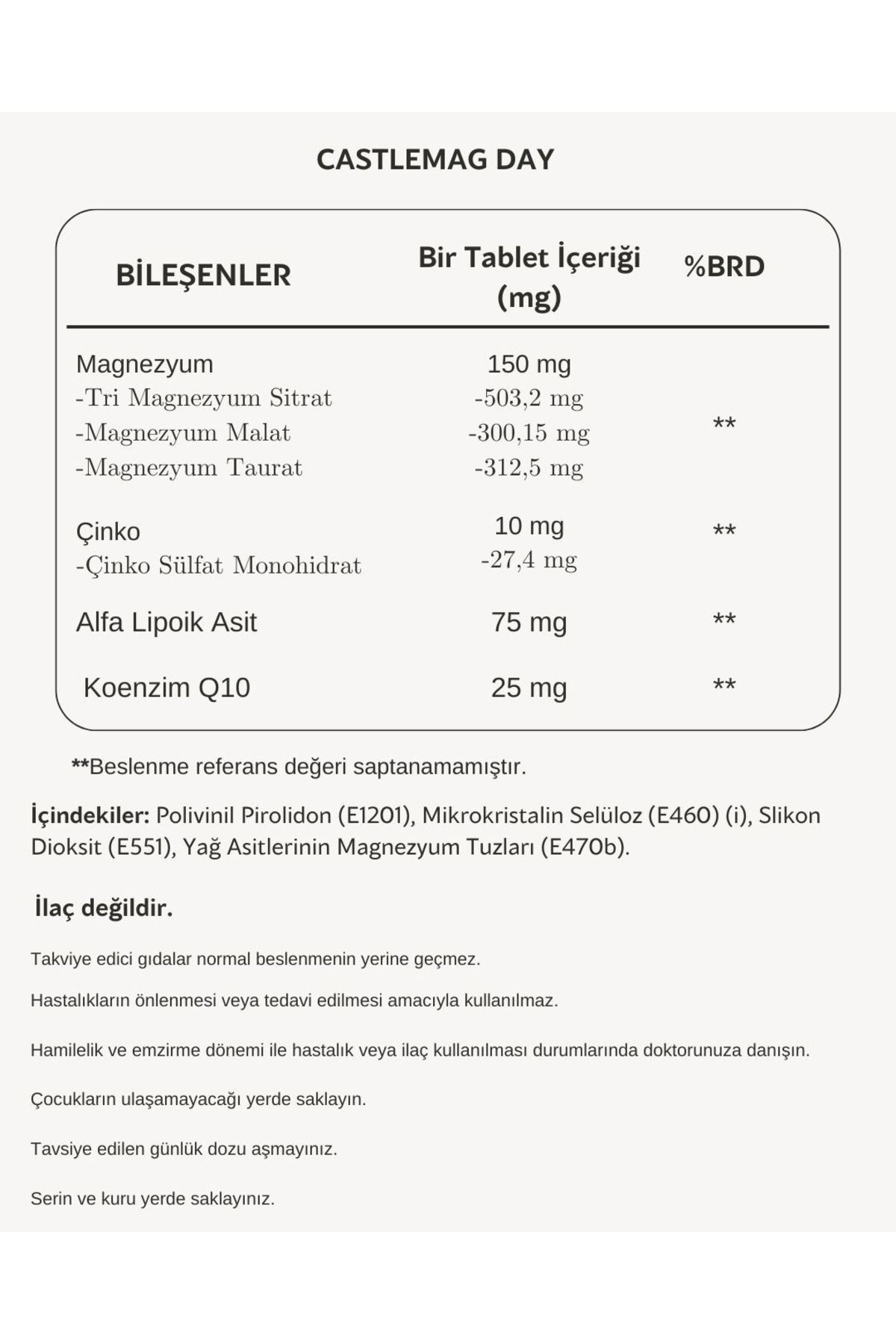 CASTLEMAG DAY&NIGHT - ZENGİN İÇERİKLİ MAGNEZYUM TAKVİYESİ