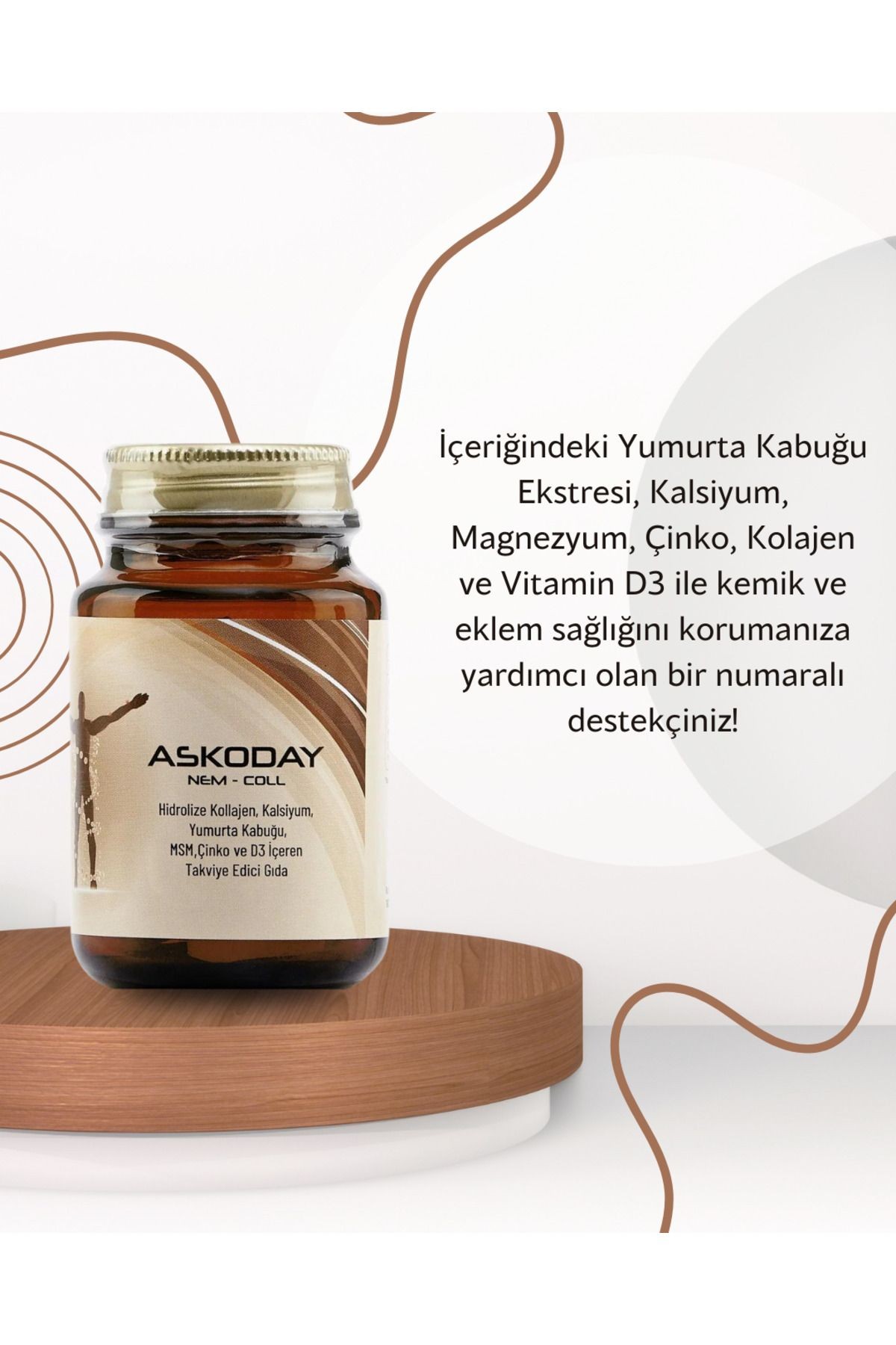 ASKODAY NEM-COLL - YUMURTA KABUĞU EKSTRESİ, HİDROLİZE KOLAJEN VE VİTAMİNLER İÇEREN KOMPLEX