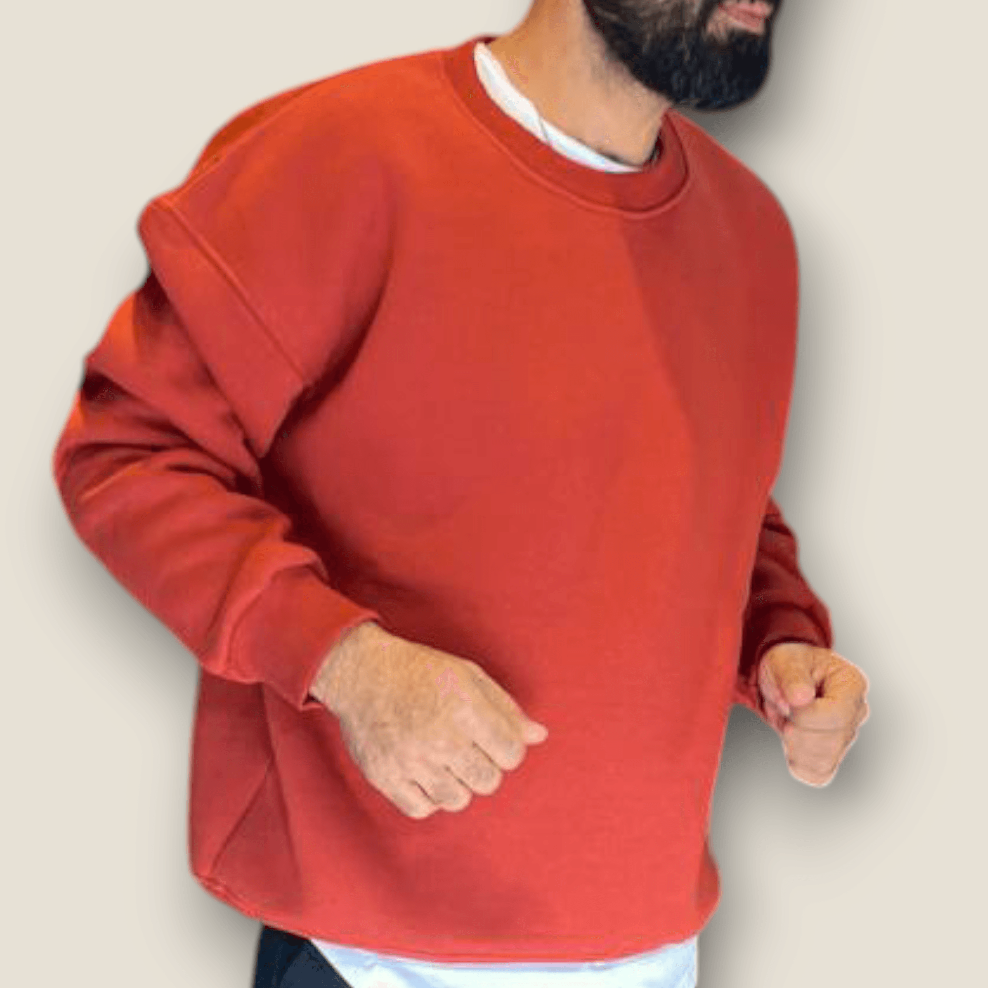 Kiremit Renk Şardonlu Basic Sweatshirt