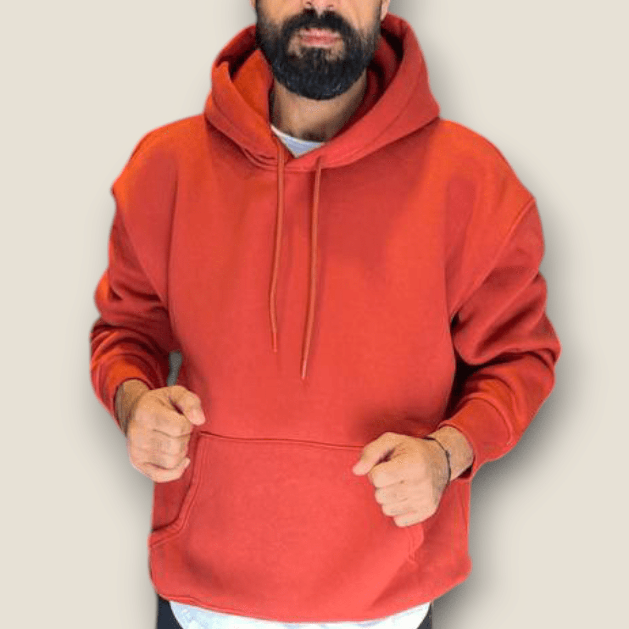 Kiremit Renk Kapüşonlu Şardonlu Basic Sweatshirt