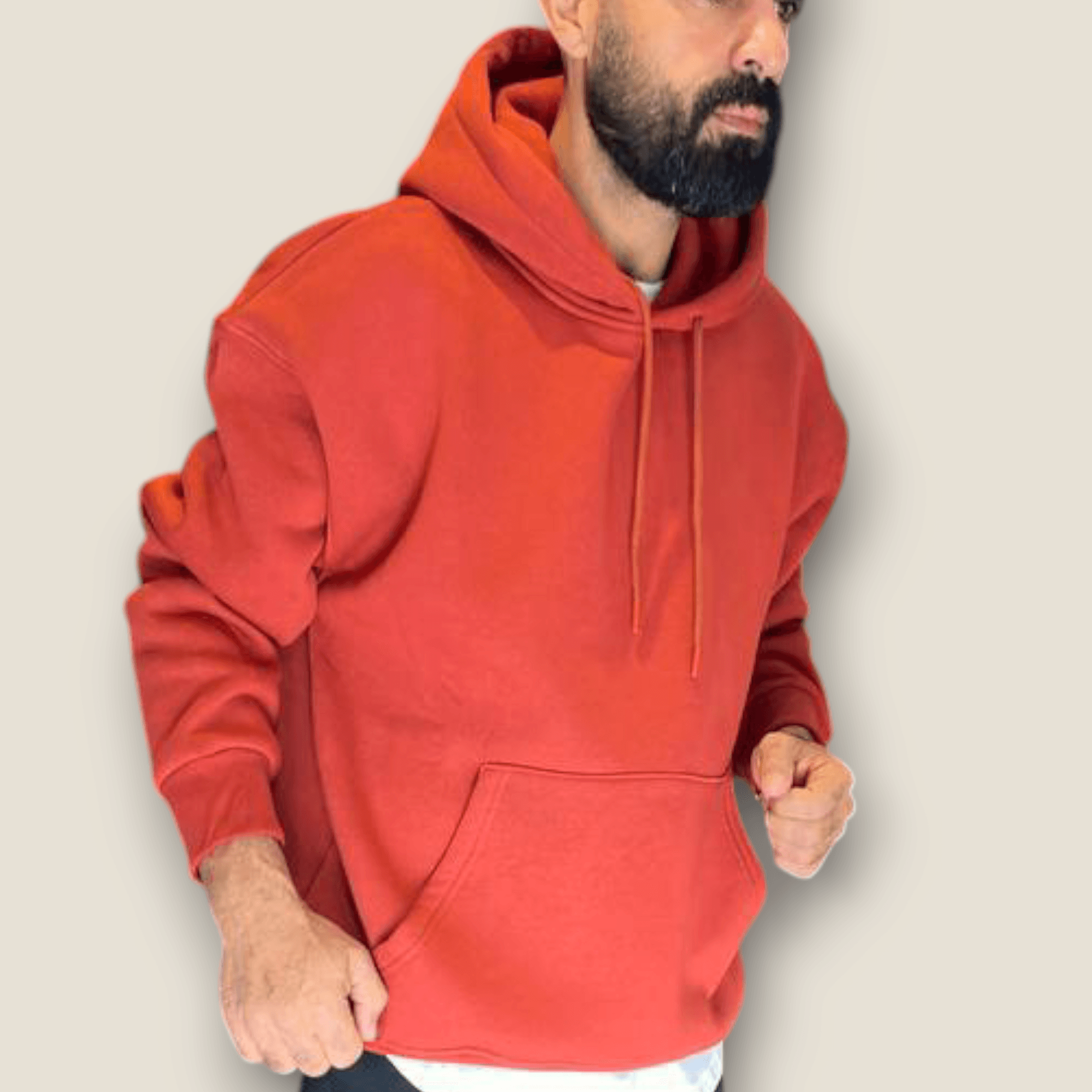 Kiremit Renk Kapüşonlu Şardonlu Basic Sweatshirt