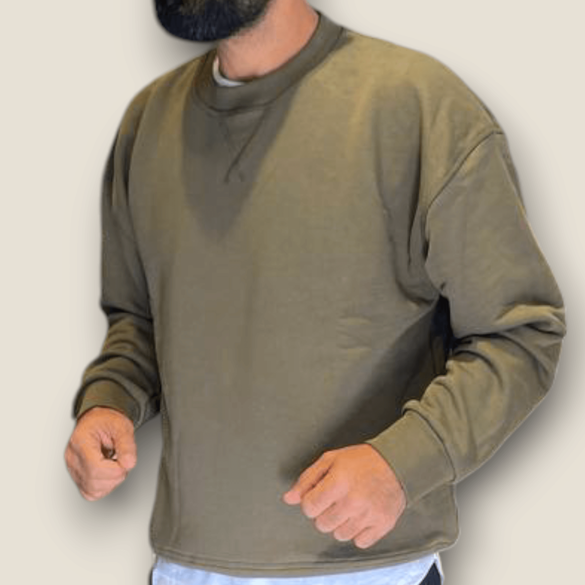 Haki Renk Şardonlu Basic Sweatshirt