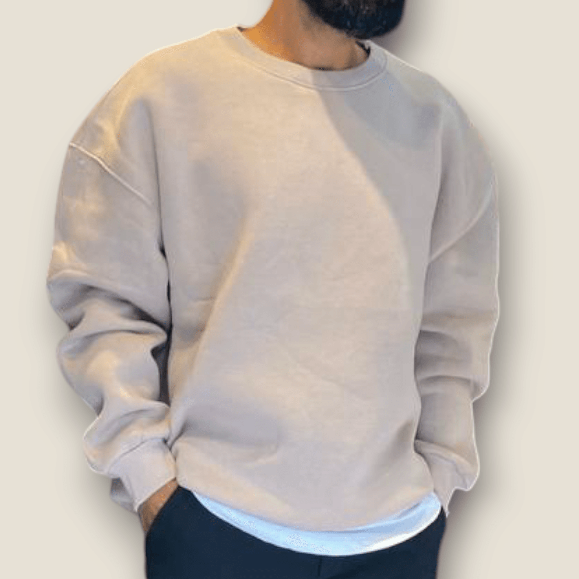 Krem Renk Şardonlu Basic Sweatshirt