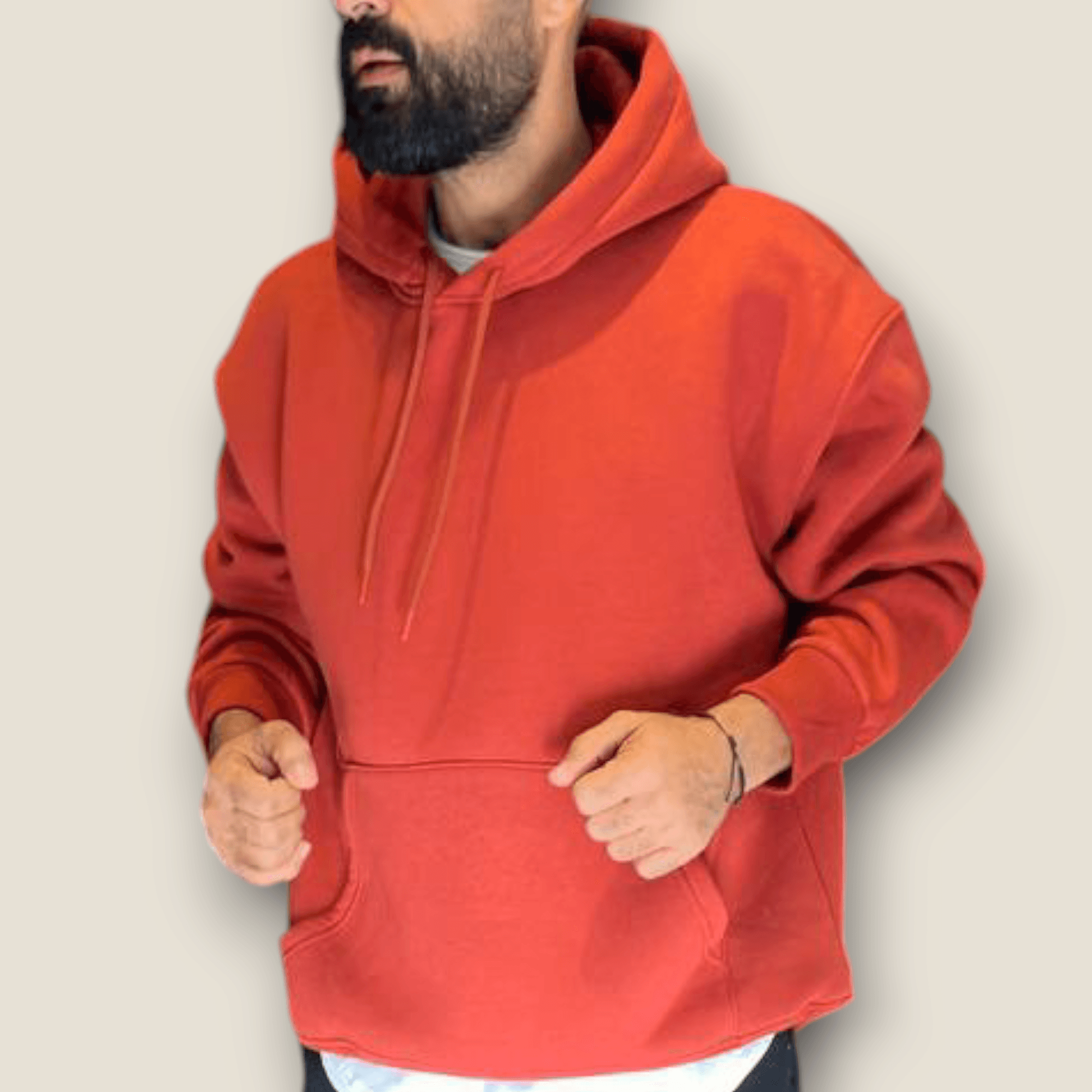 Kiremit Renk Kapüşonlu Şardonlu Basic Sweatshirt