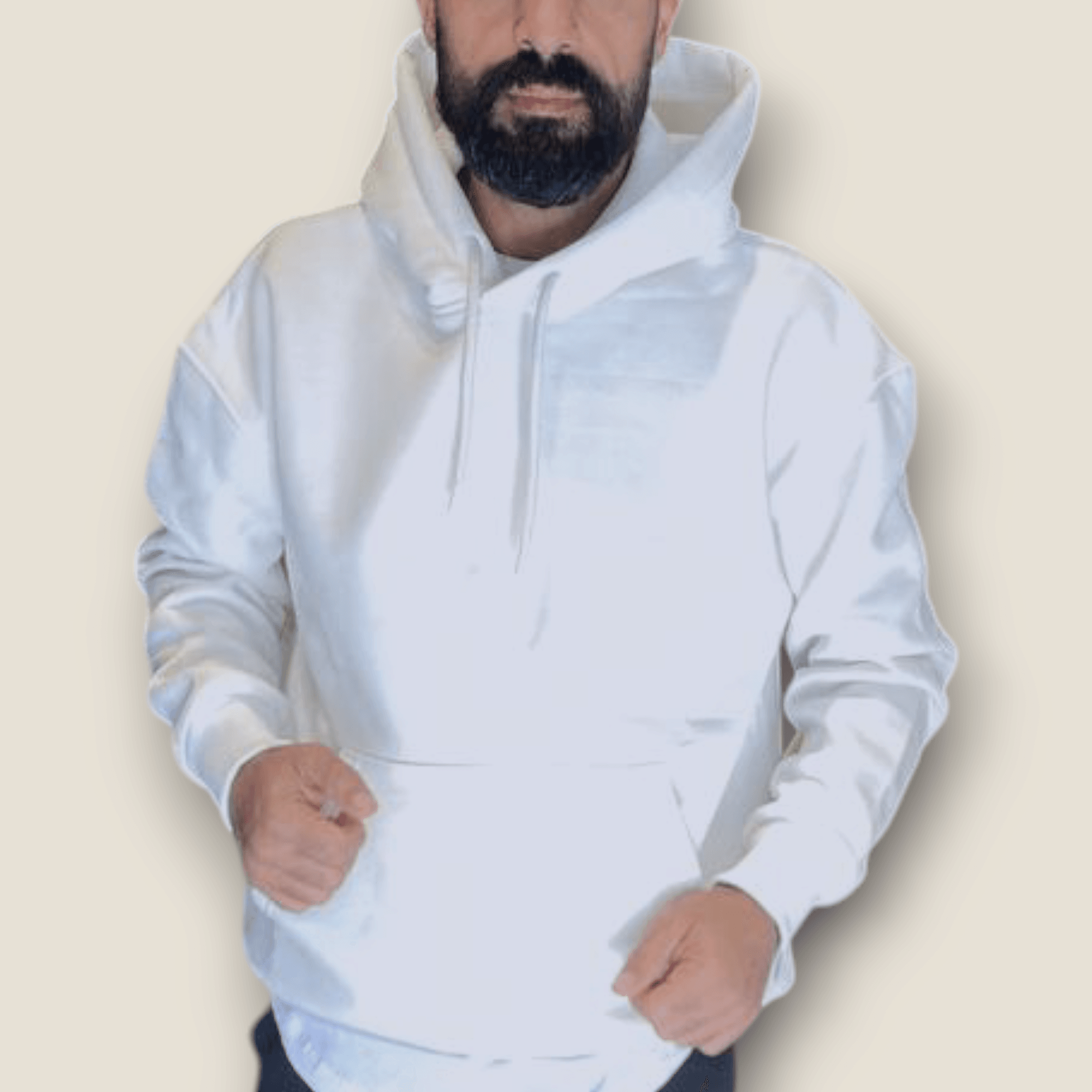 Beyaz Renk Kapüşonlu Şardonlu Basic Sweatshirt