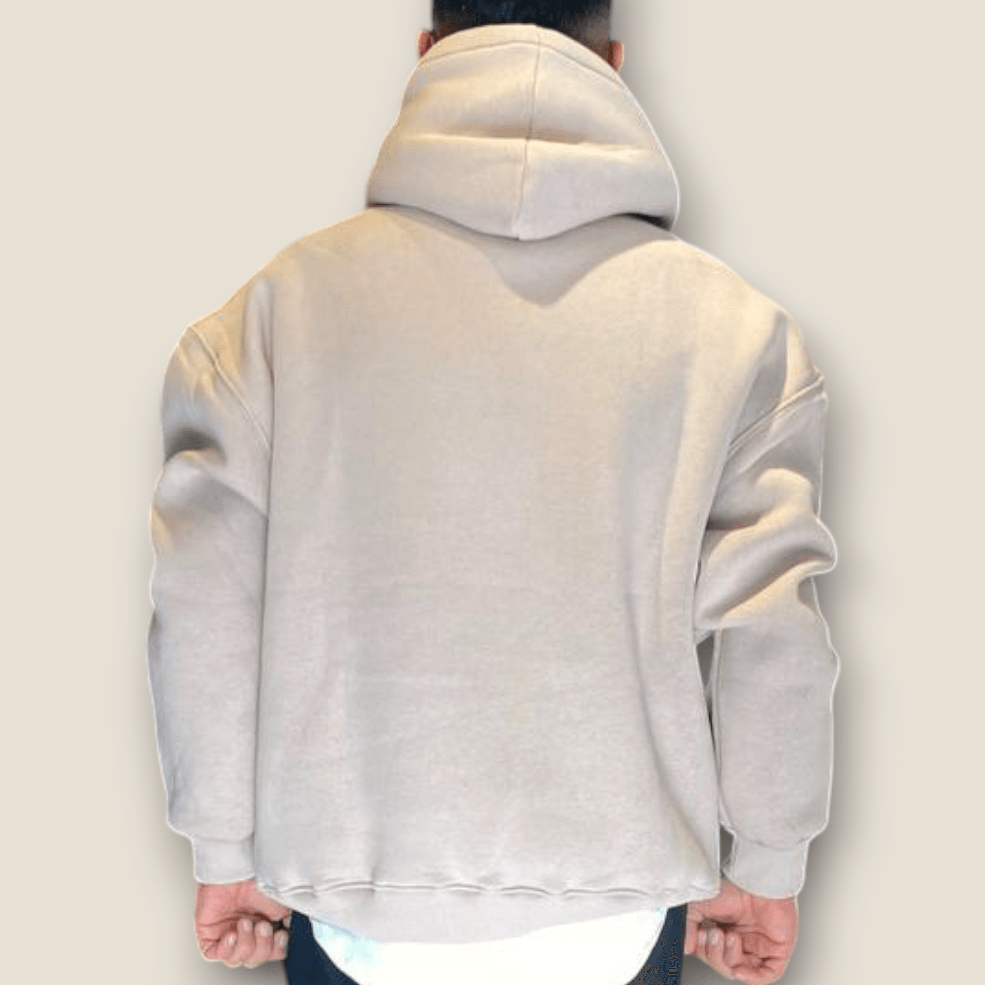 Krem Renk Kapüşonlu Şardonlu Basic Sweatshirt