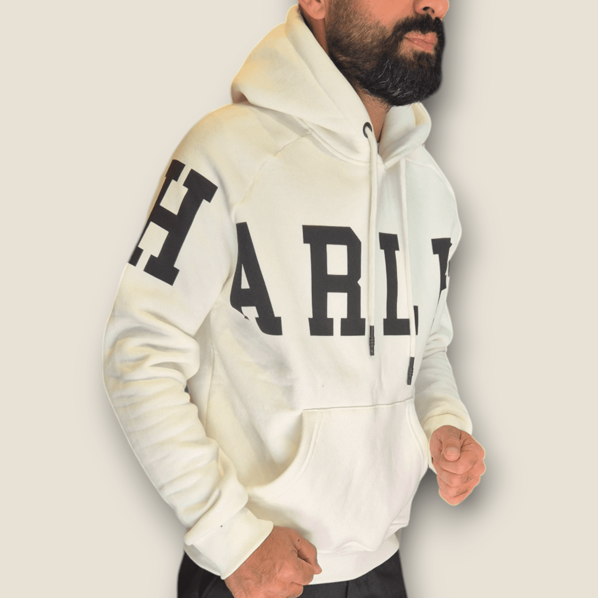 Beyaz Renk 3iplik Şardonlu Kapüşonlu Sweatshirt