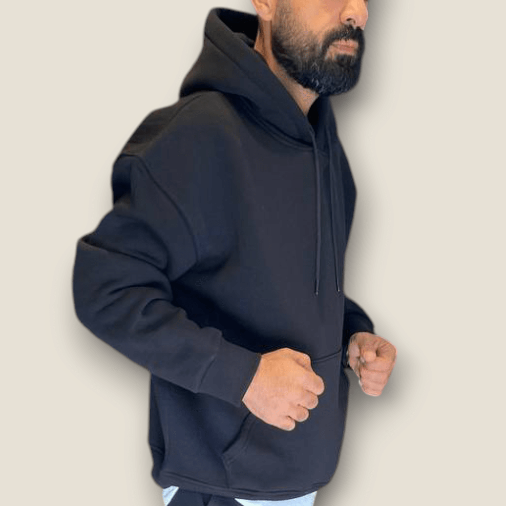 Siyah Renk Kapüşonlu Şardonlu Basic Sweatshirt