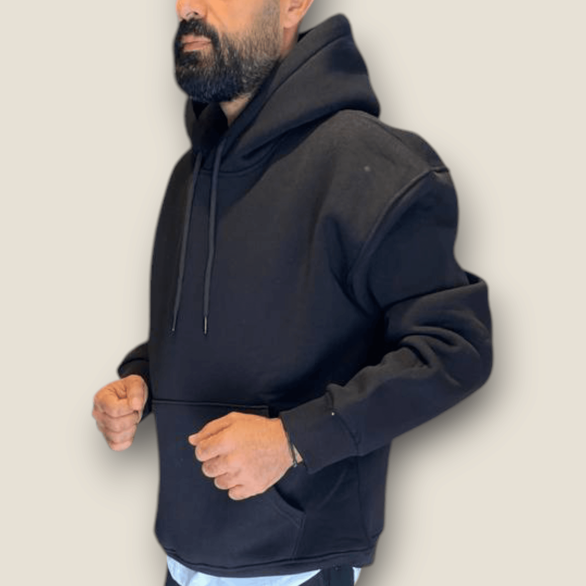 Siyah Renk Kapüşonlu Şardonlu Basic Sweatshirt