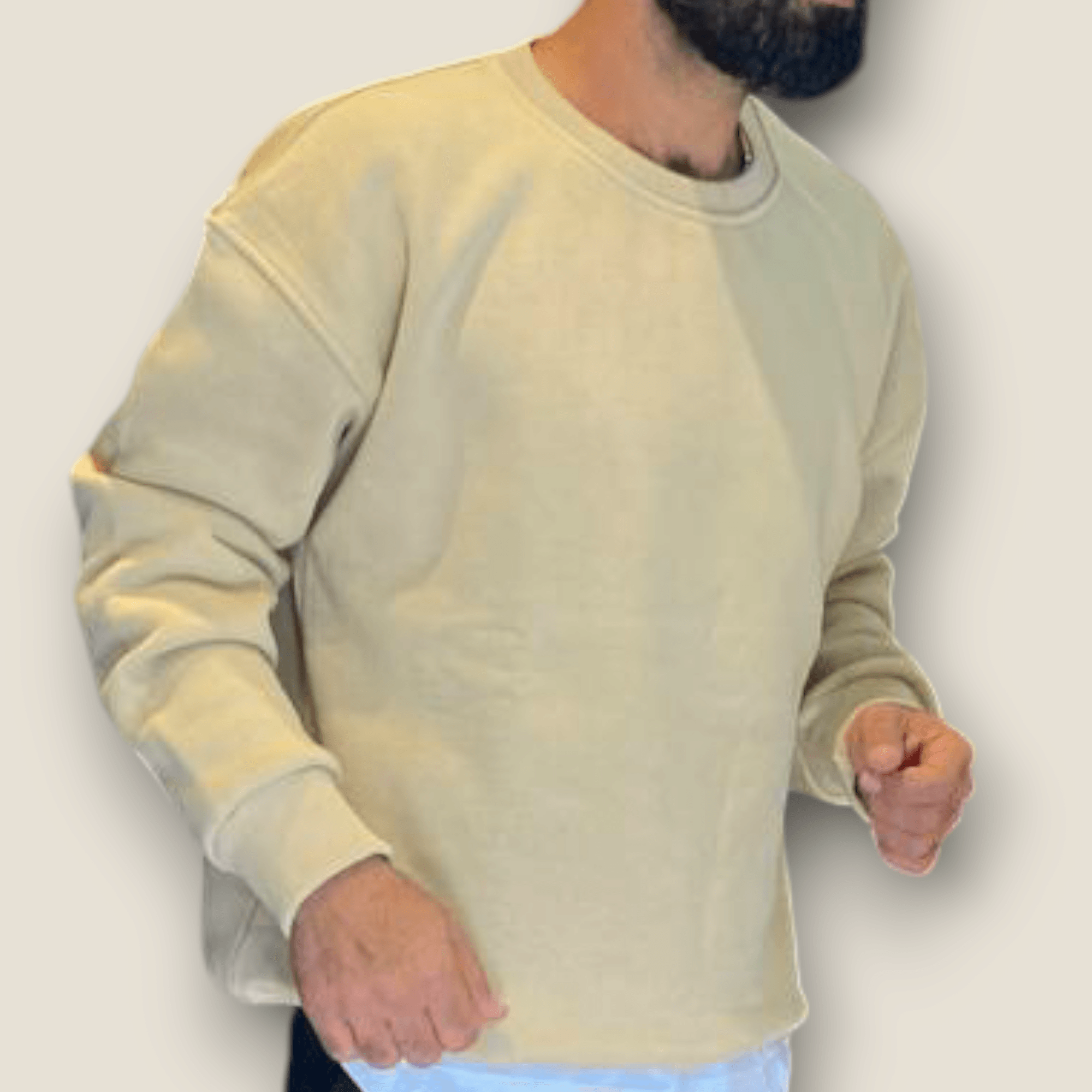 Bej Renk Şardonlu Basic Sweatshirt