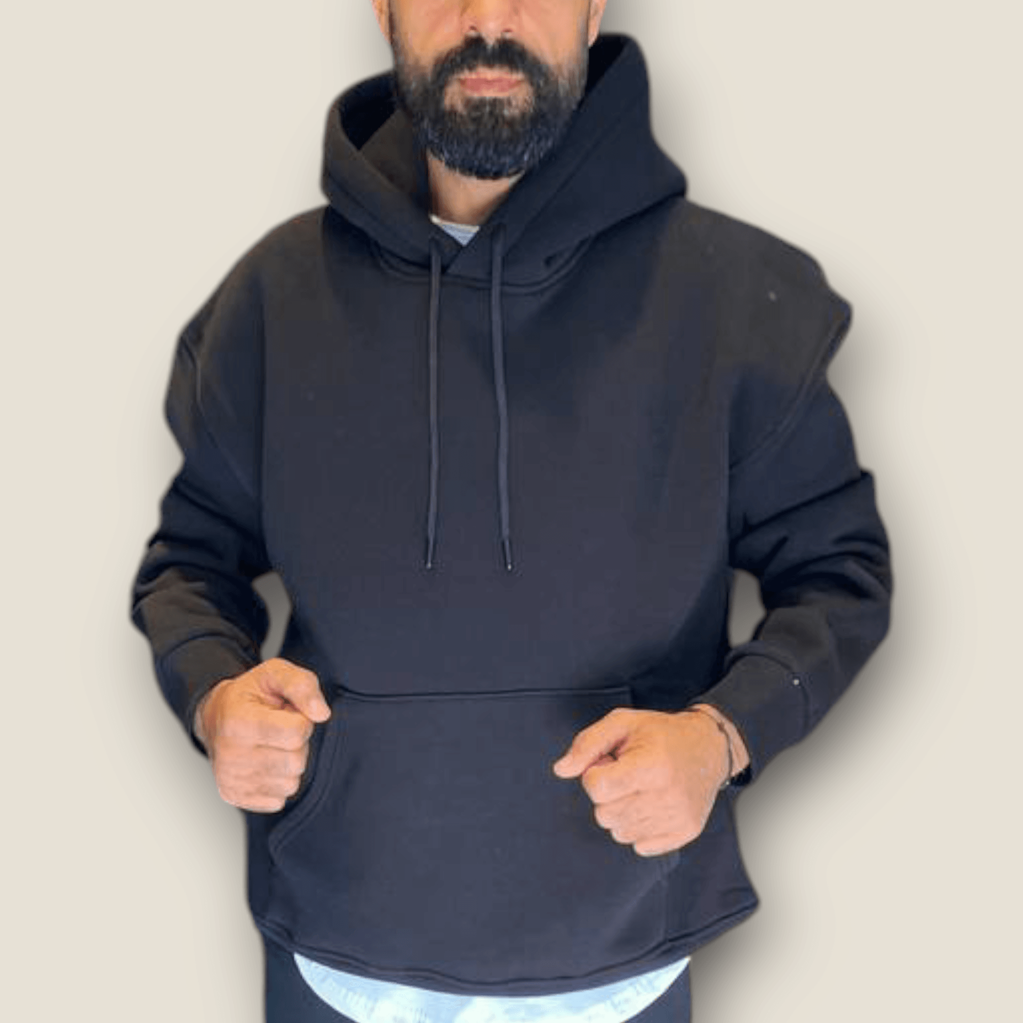 Siyah Renk Kapüşonlu Şardonlu Basic Sweatshirt