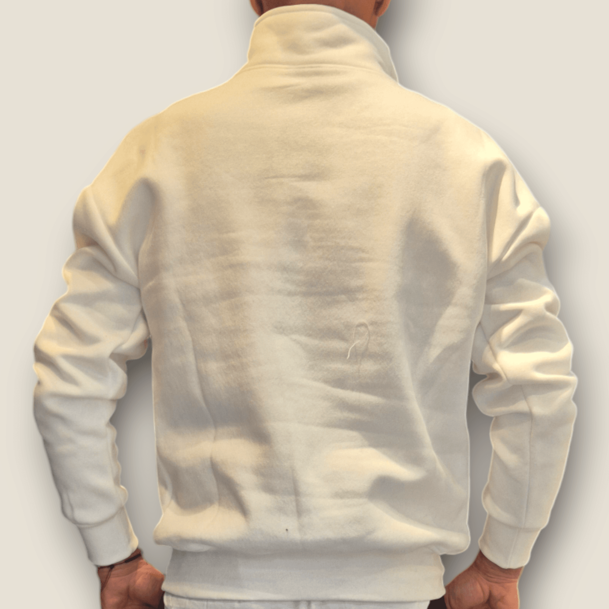 Beyaz Renk Yarım Fermuar Sweatshirt