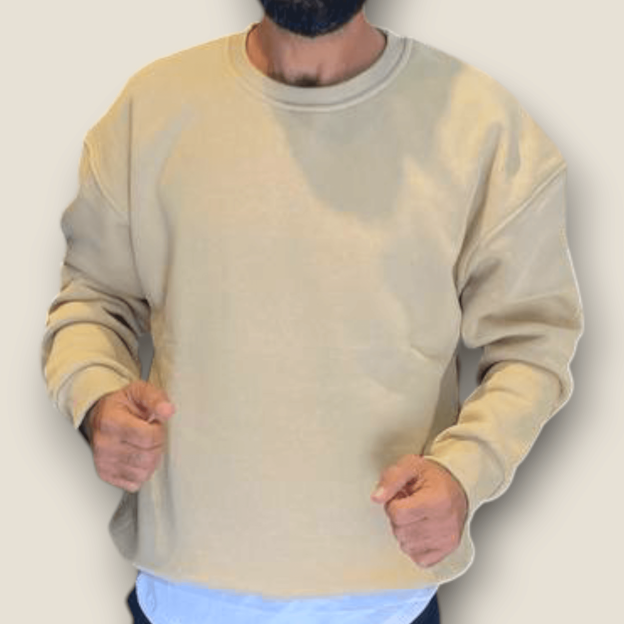 Bej Renk Şardonlu Basic Sweatshirt