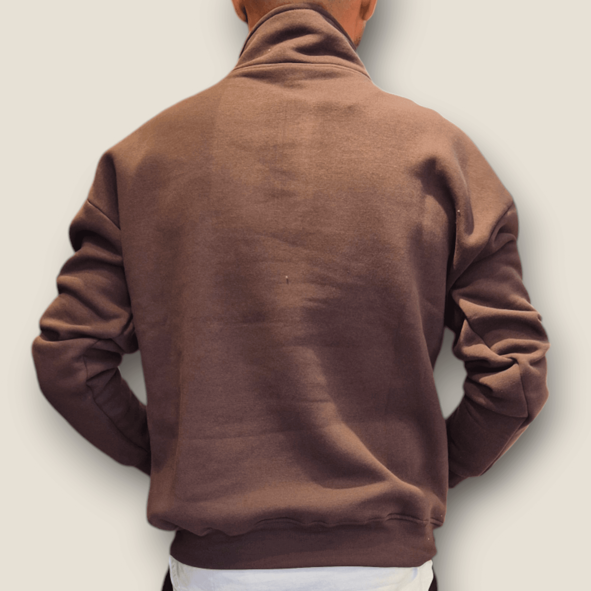 Kahverengi Yarım Fermuarlı Sweatshirt