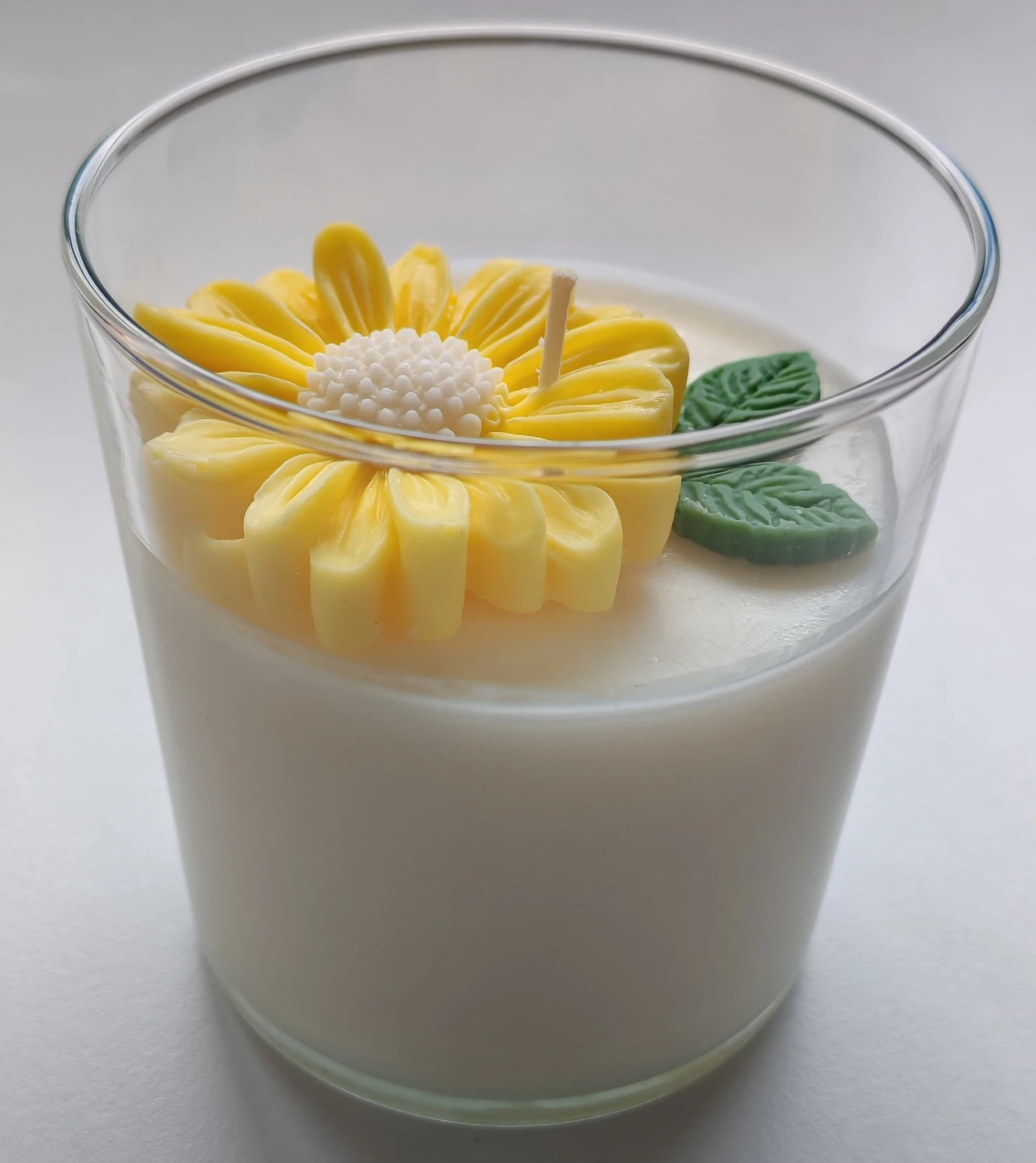 Yeni Başlangıçlar Serisi | Cam Kap | Papatya Mum - Sarı-Beyaz