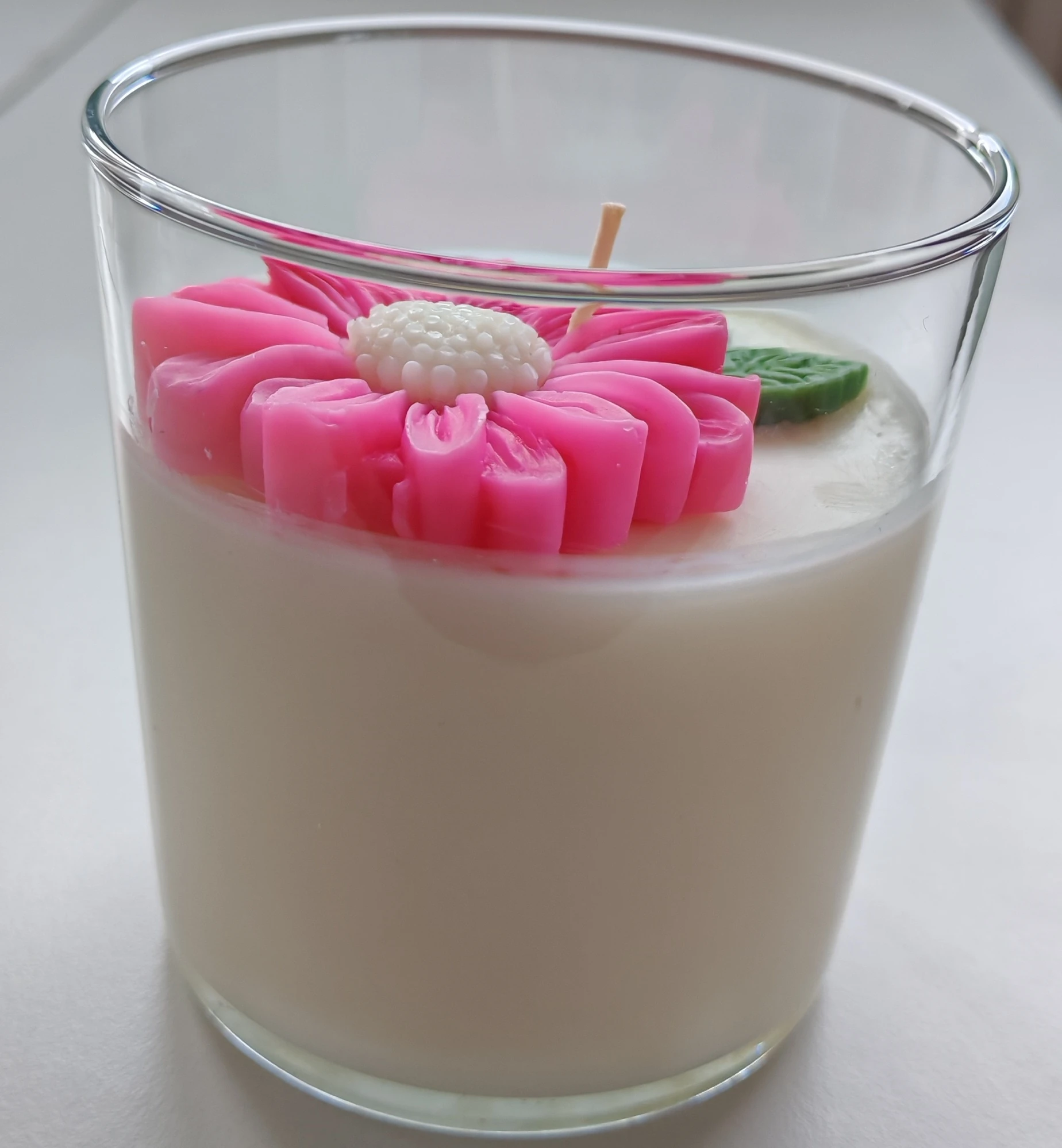 Yeni Başlangıçlar Serisi | Cam Kap | Papatya Mum - Pembe-Beyaz