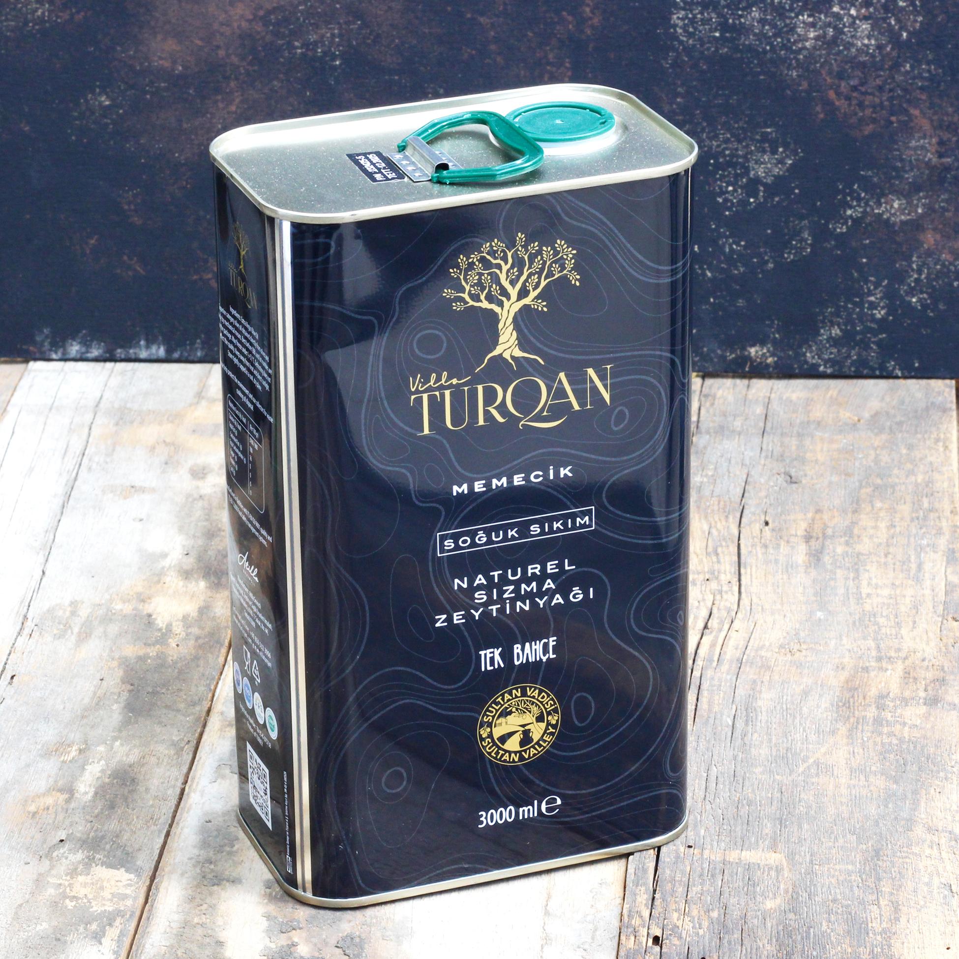 Turqan Zeytinyağı Erken Hasat Memecik Soğuk Sıkım Zeytinyağı (3 lt).