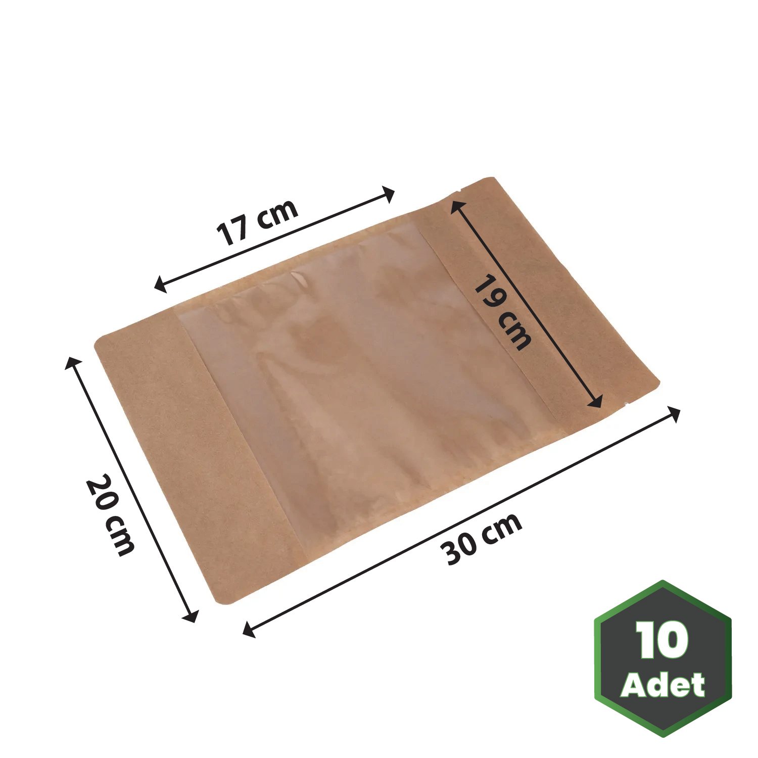 20x30 cm Kraft Geniş Pencereli Doypack