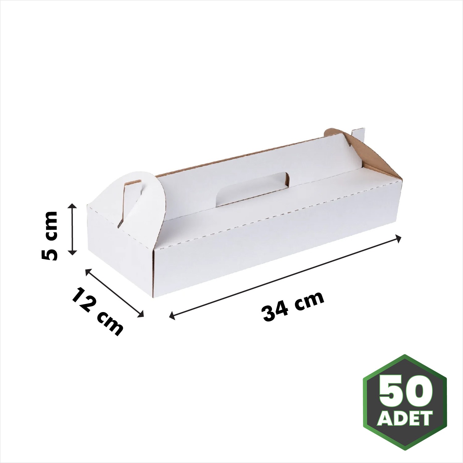 Pide Kutusu Taşıma Saplı Beyaz 34x12x5 cm