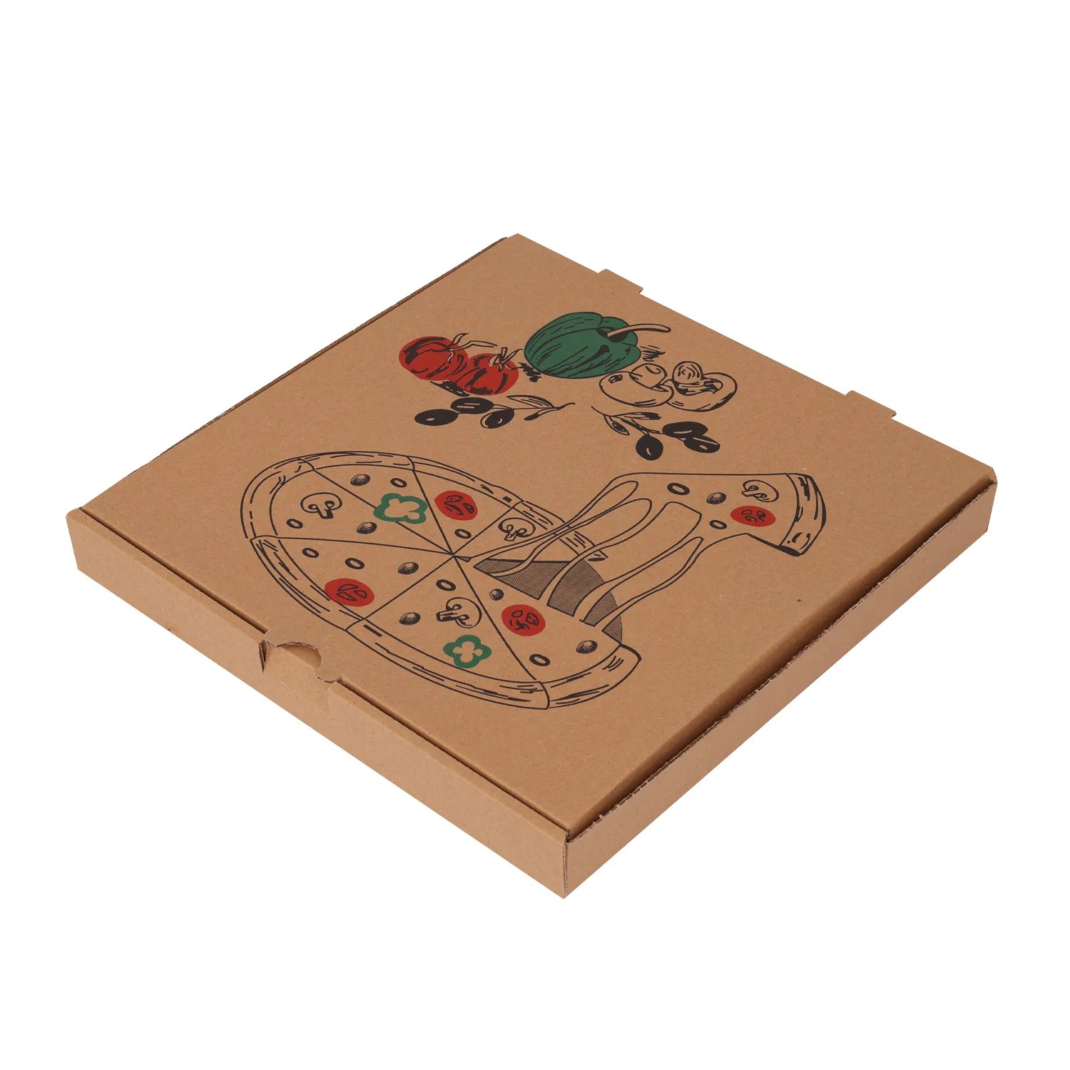 Pizza Kutusu Pizza-Sebze Baskılı Kraft 41x41x5 cm