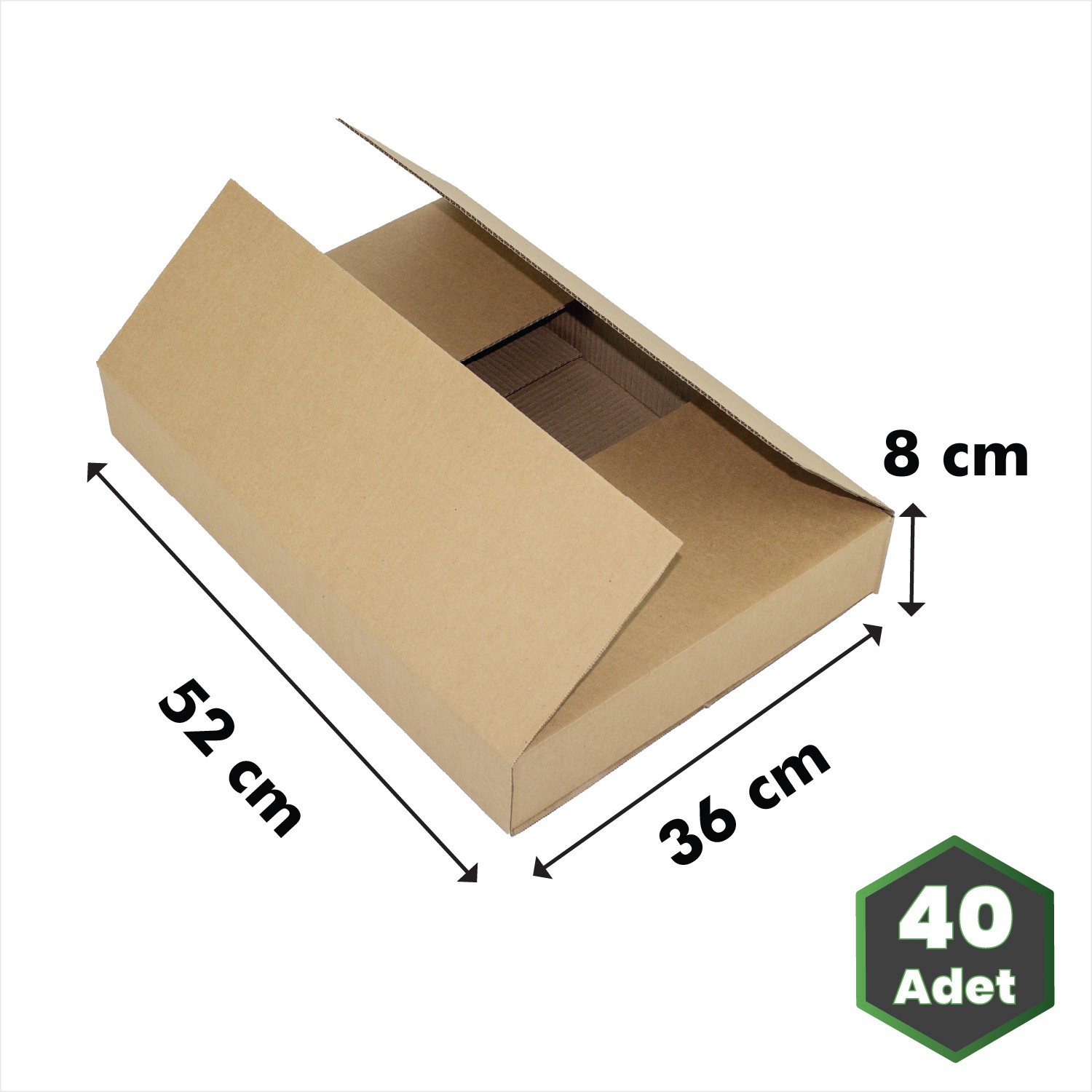 52x36x8 cm Tek Oluklu Kraft Taşıma Kolisi