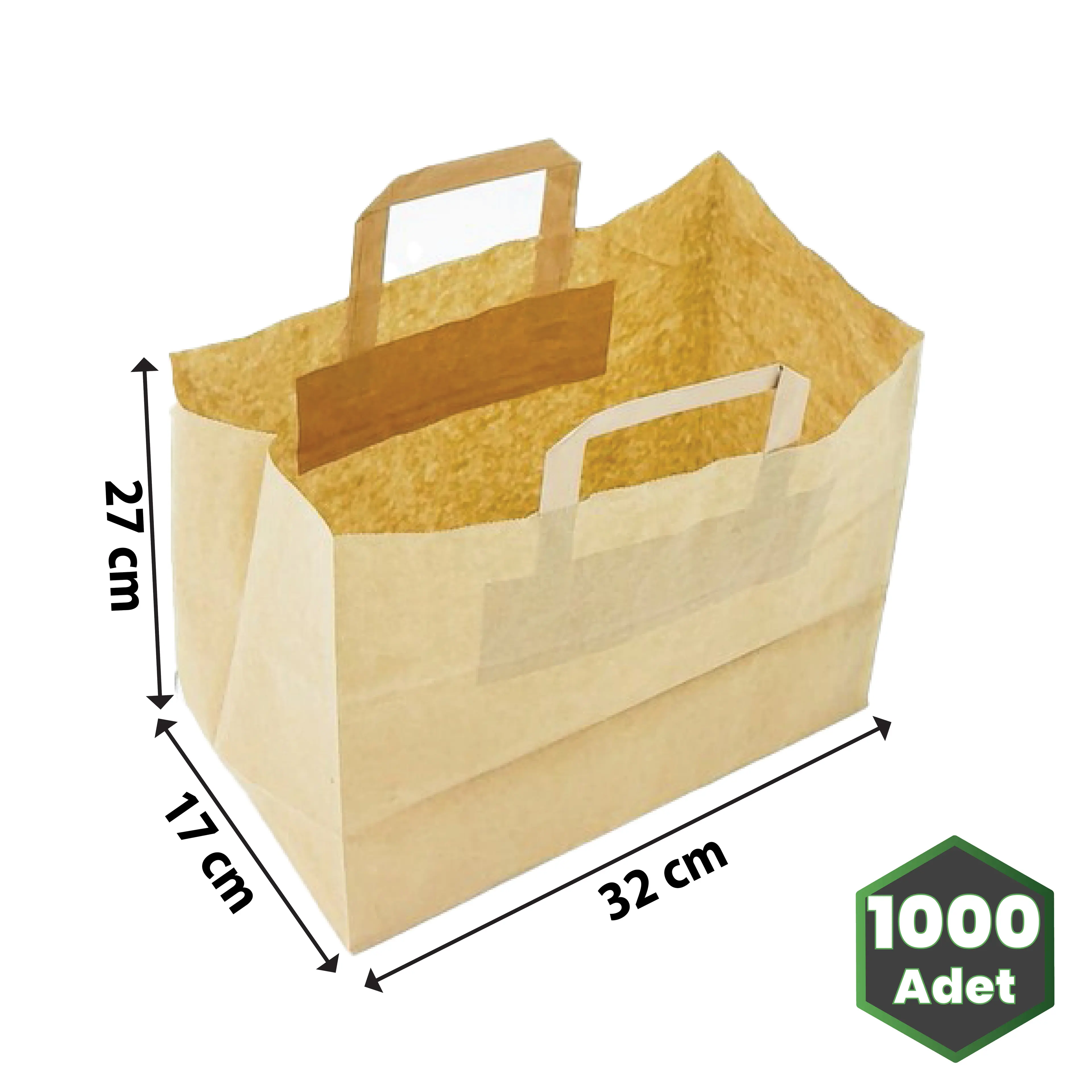 32x17x27 cm 70 gr İçten Saplı Kraft Kağıt Çanta