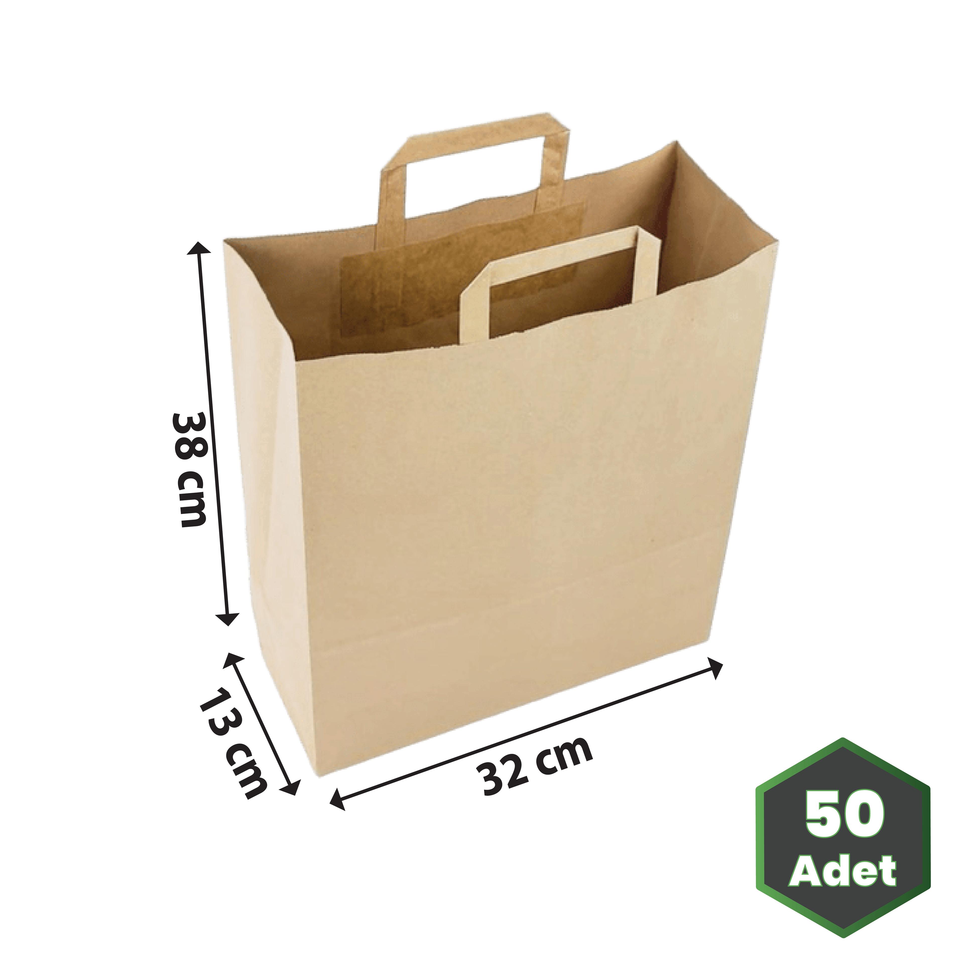 32x13x38 cm 90 gr İçten Saplı Baskısız IMK Kraft Kağıt Çanta