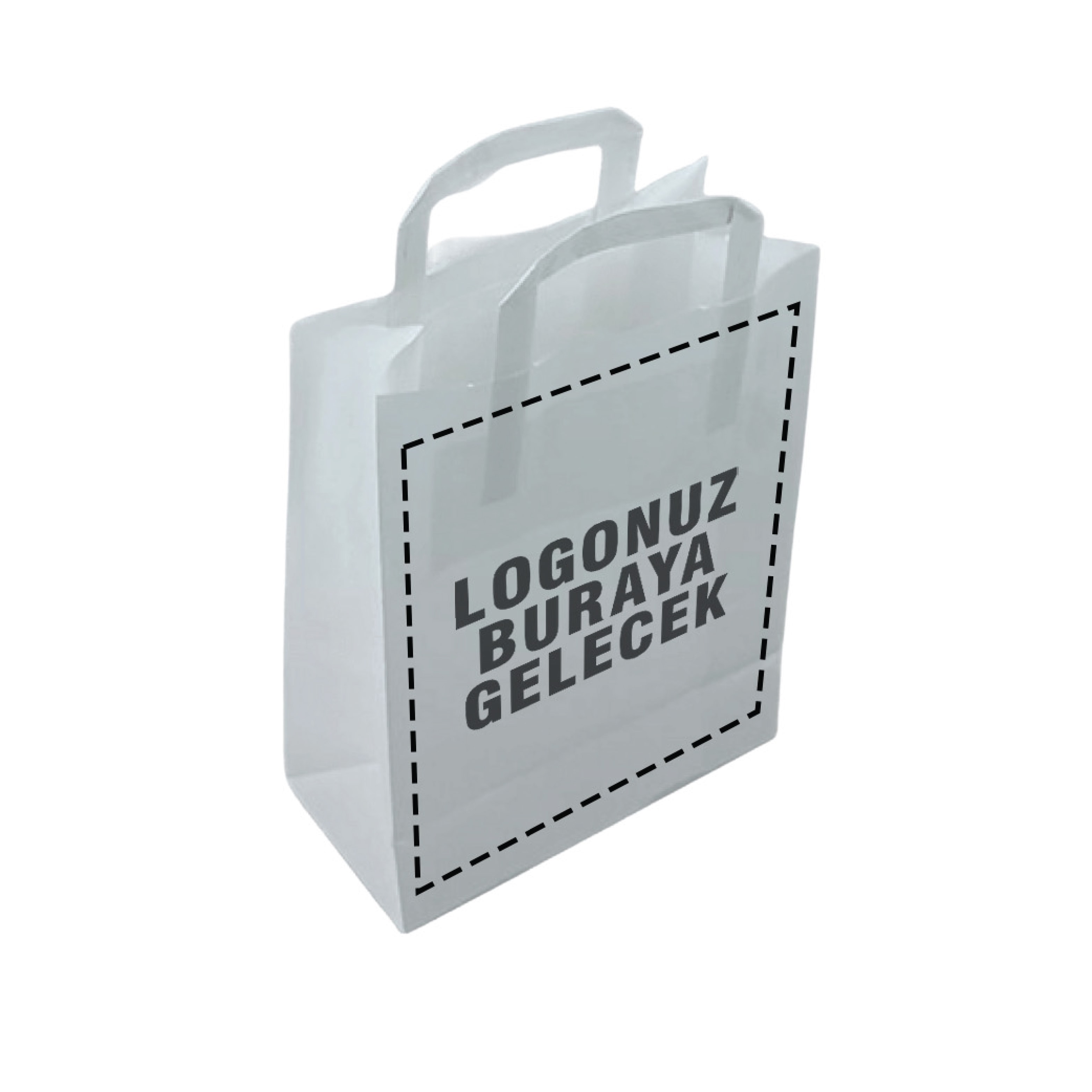 25x12x32 cm 70 gr İçten Saplı Baskısız IMK Beyaz Kağıt Çanta