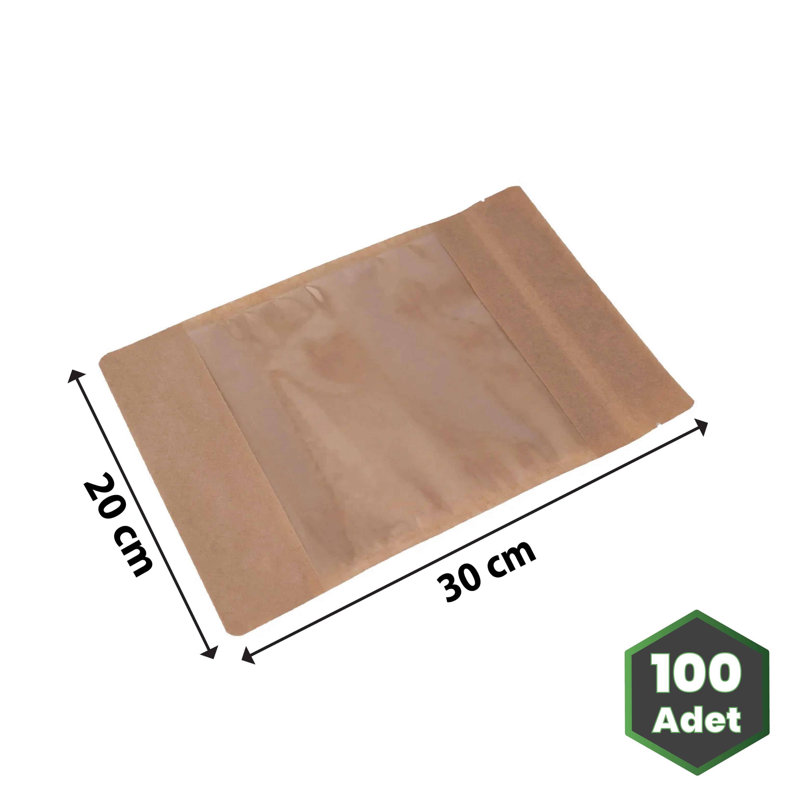 20x30 cm Kraft Geniş Pencereli Doypack