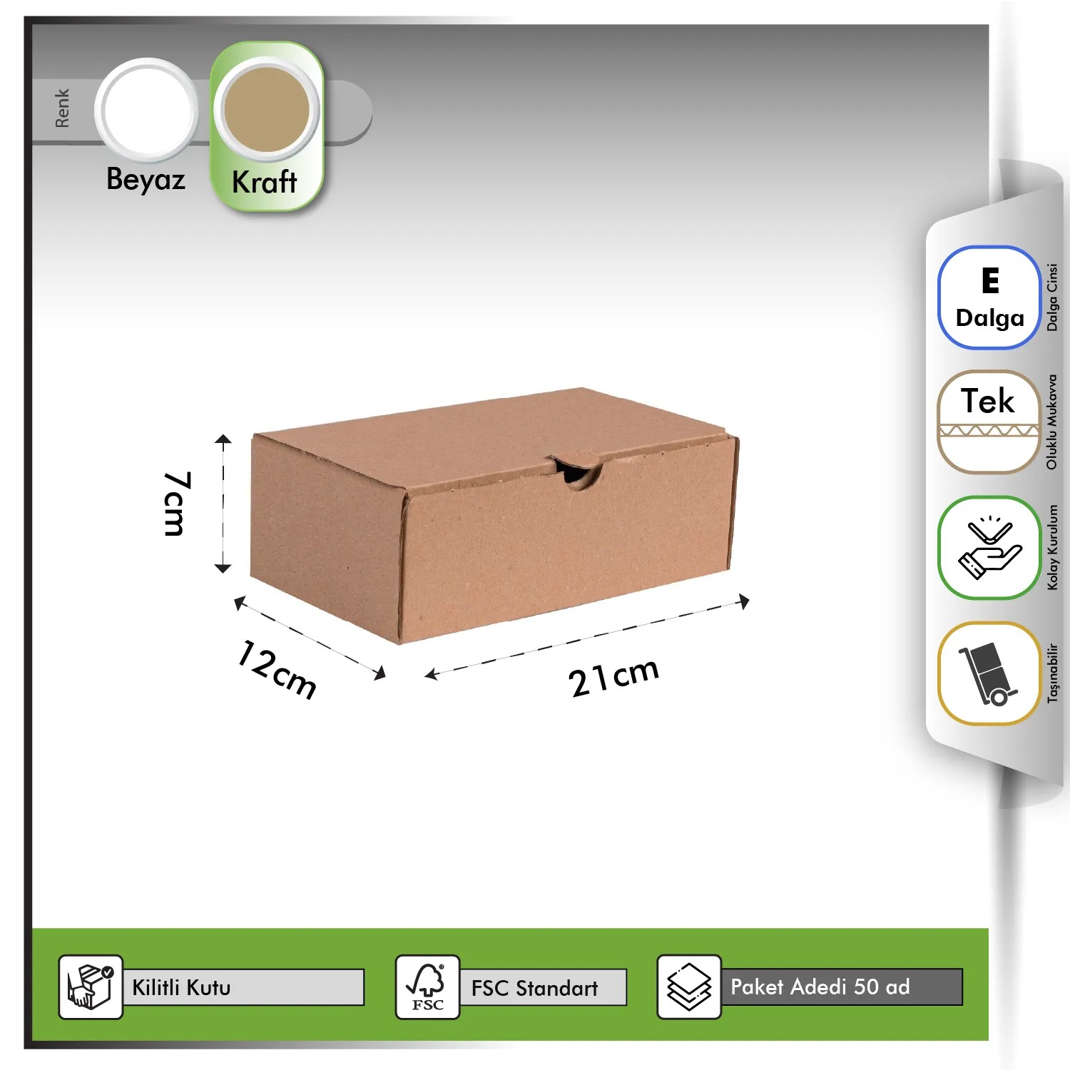 E-ticaret Kutusu Kraft 21x12x7 cm