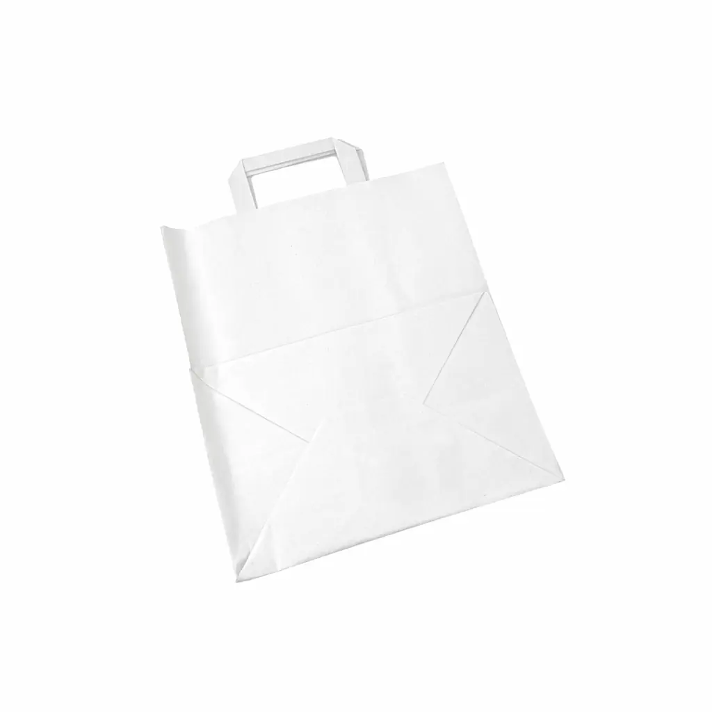 24x14x25 cm Beyaz Flat İçten Saplı Kağıt Çanta