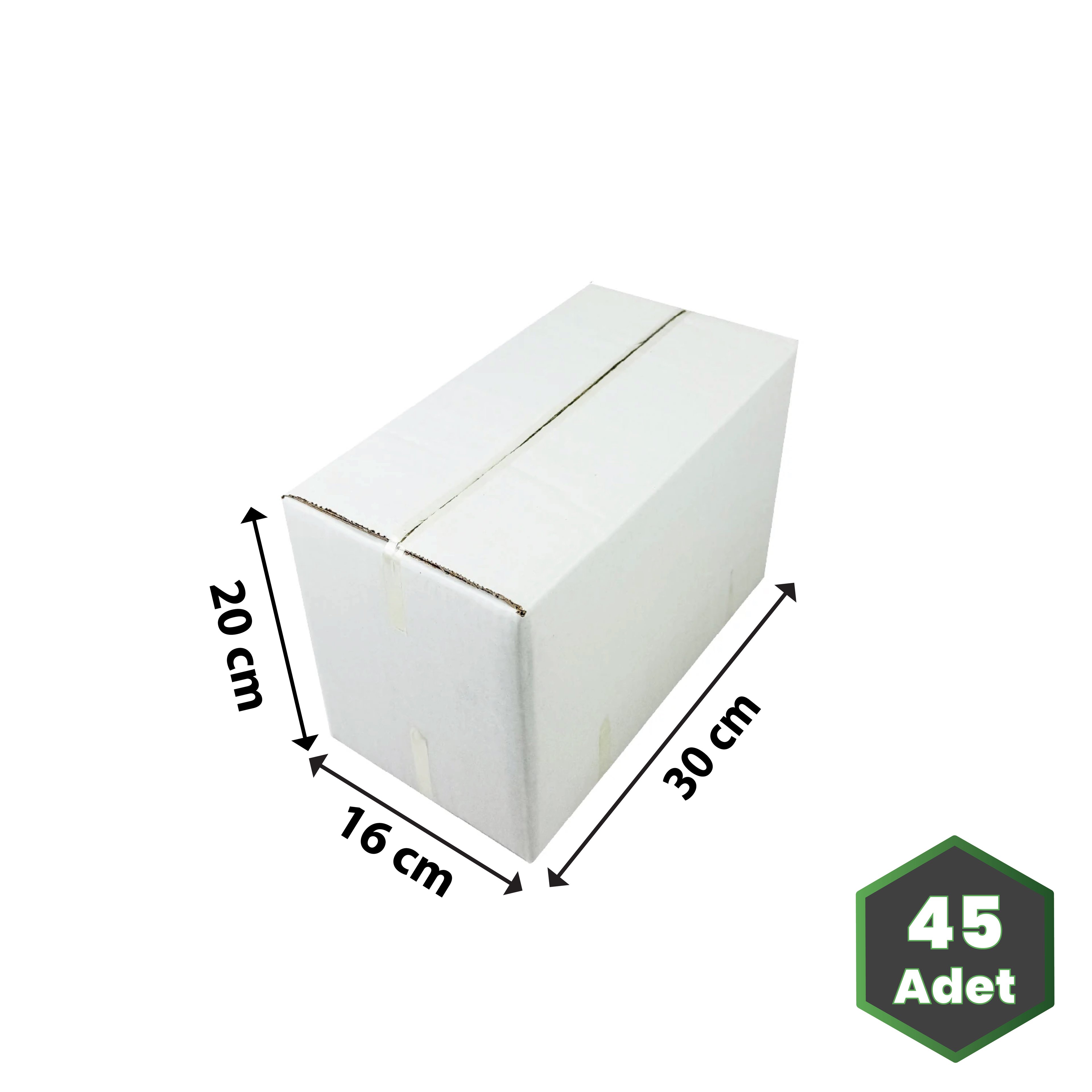 30x16x20 cm Çift Oluklu Beyaz Taşıma Kolisi