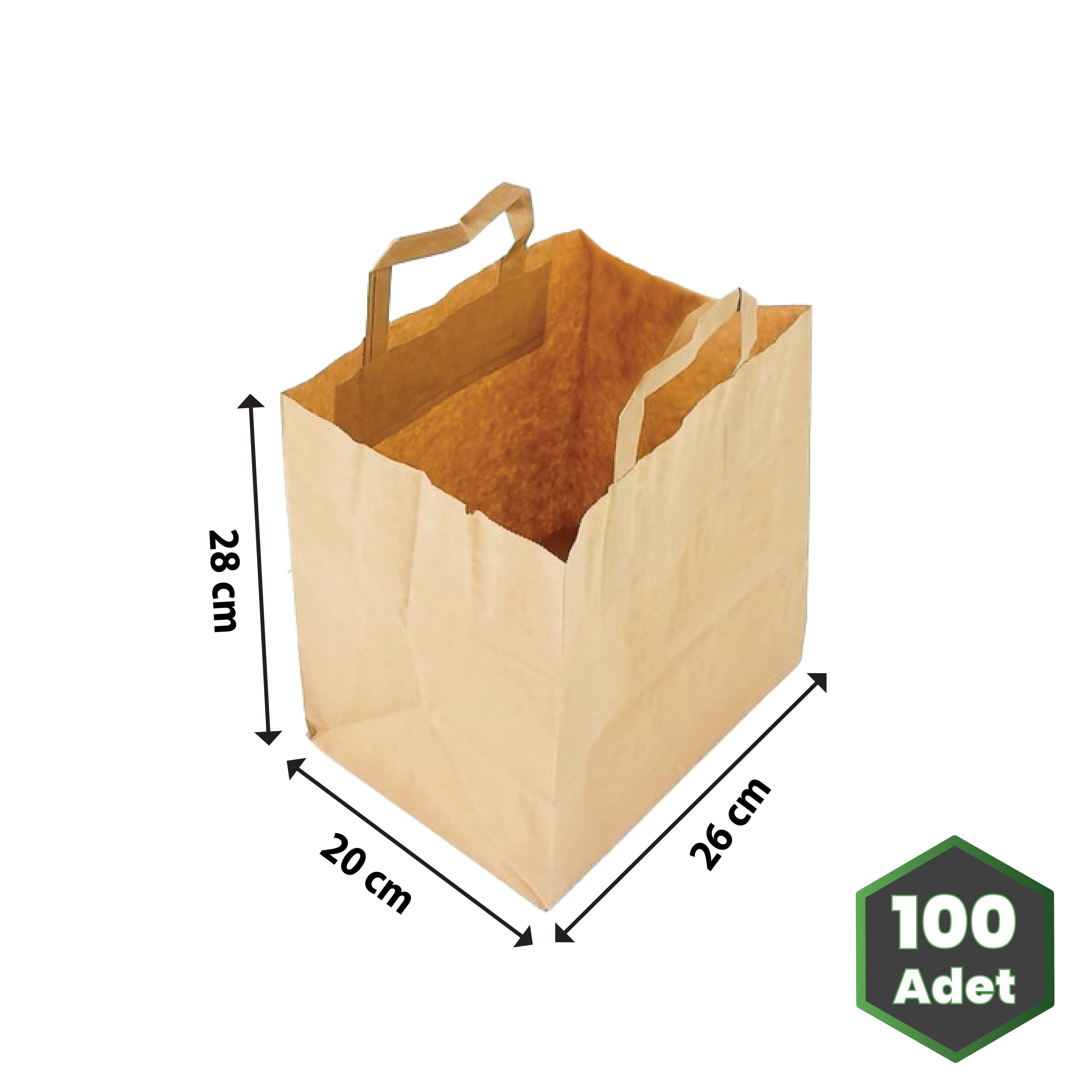 26x20x28 cm 70 gr İçten Saplı Baskısız IMK Kraft Kağıt Çanta