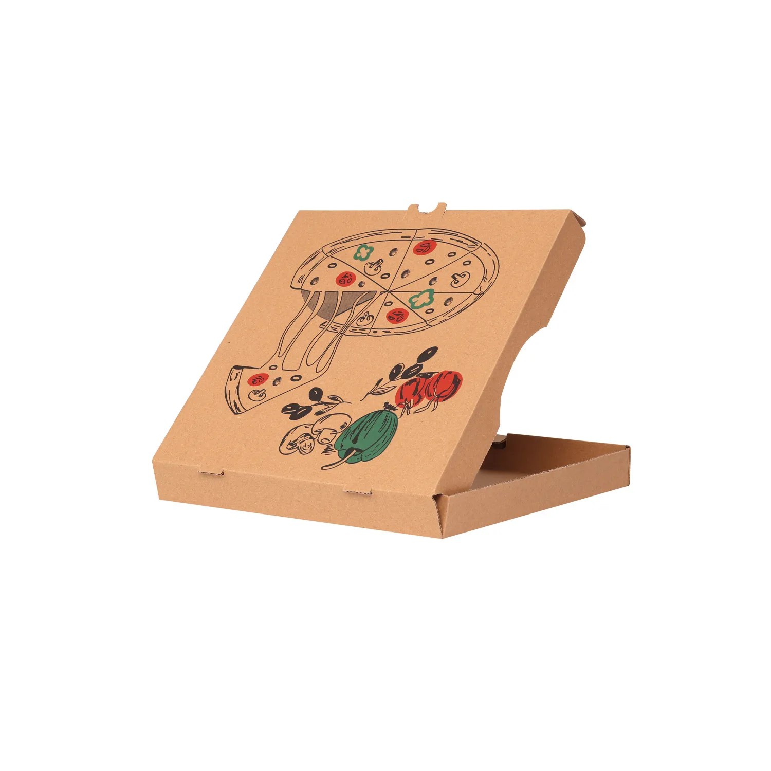 Pizza Kutusu Pizza-Sebze Baskılı Kraft 41x41x5 cm