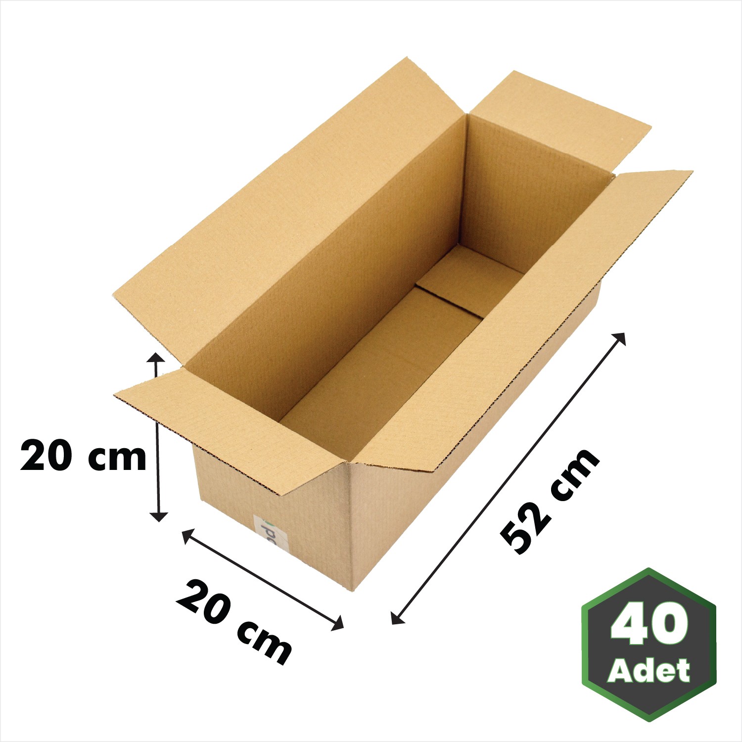 52x20x20 cm Tek Oluklu Kraft Taşıma Kolisi