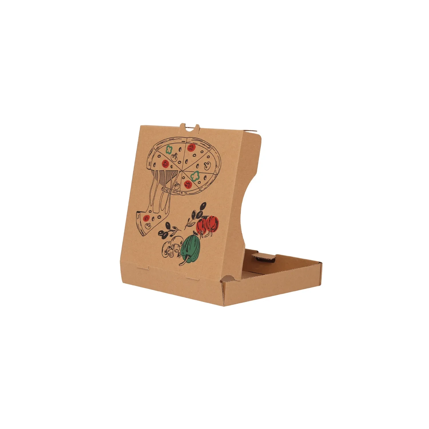 Pizza Kutusu Pizza-Sebze Baskılı Kraft 26x25x4 cm