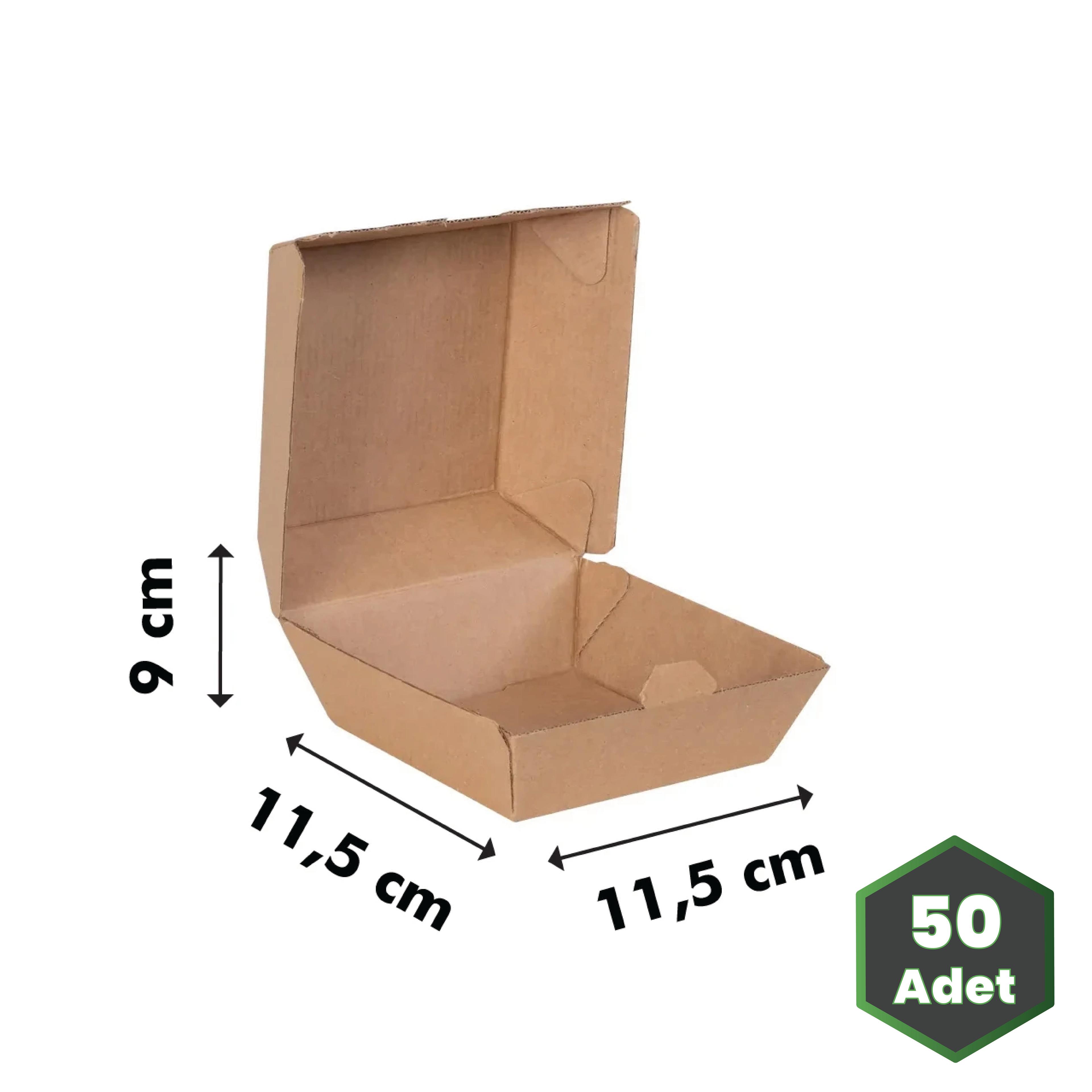 11,5x11,5x9 cm Kraft Hamburger Kutusu 