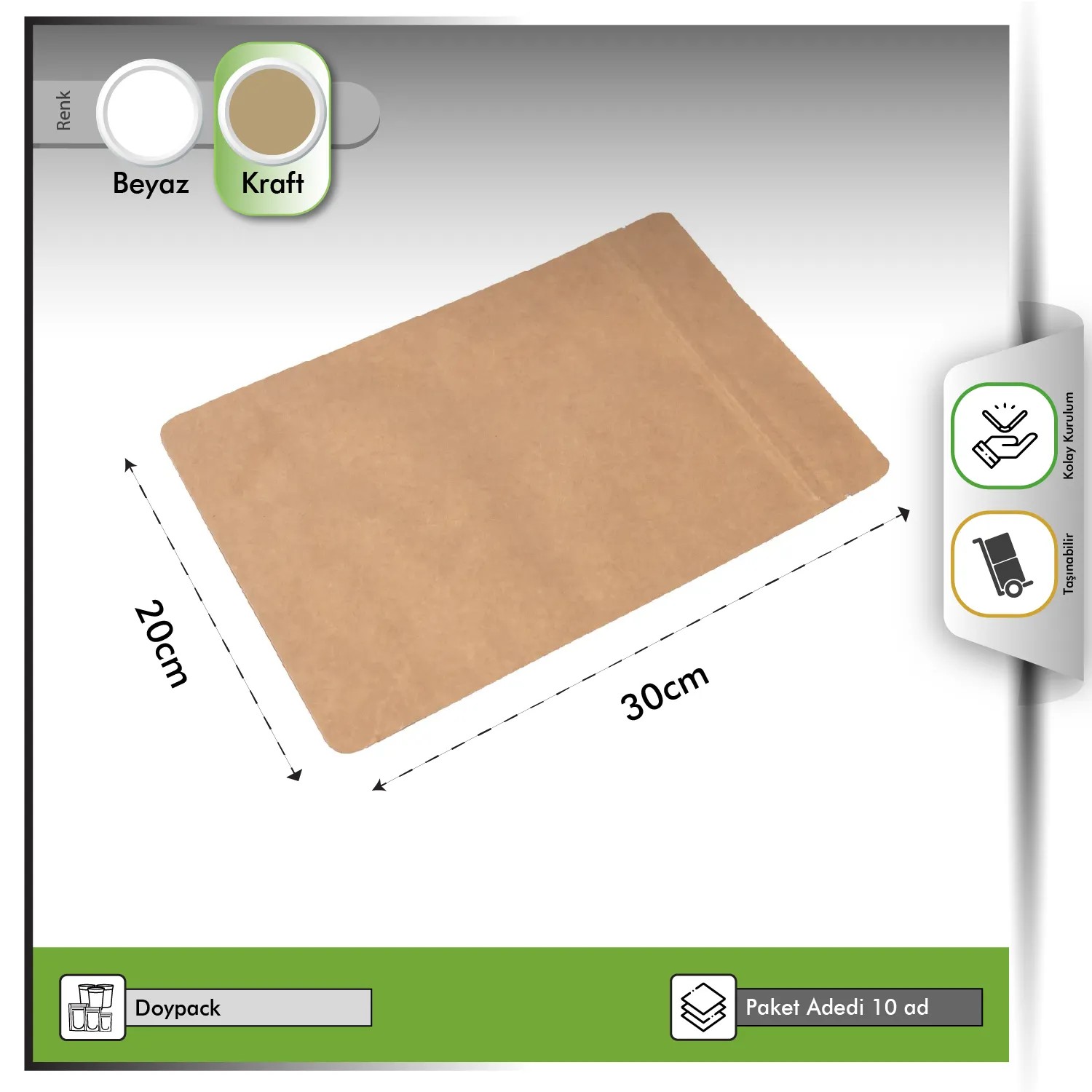 20x30 cm Kraft Alüminyum Doypack