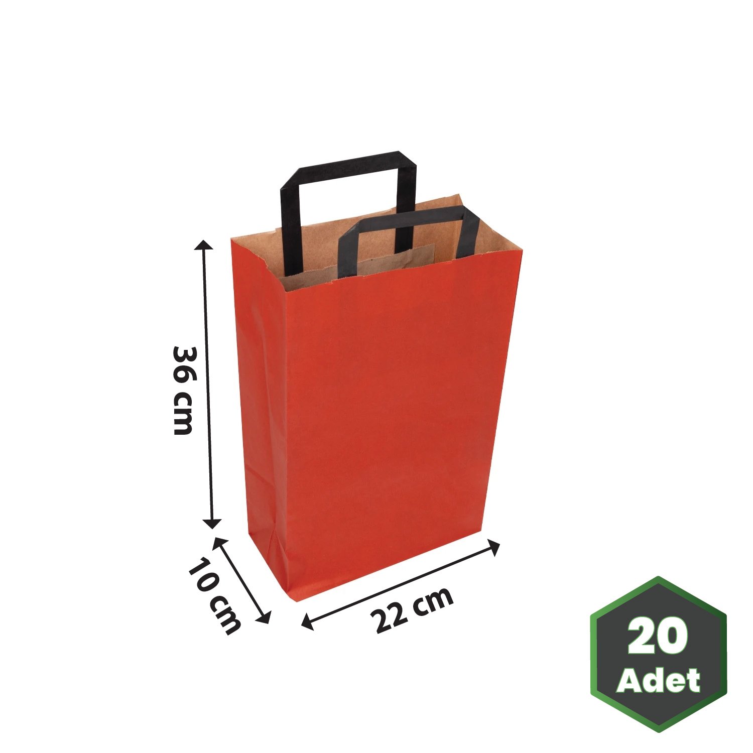 Kağıt Çanta İçten Saplı Baskısız Kırmızı 80 gr 22x10x36 cm