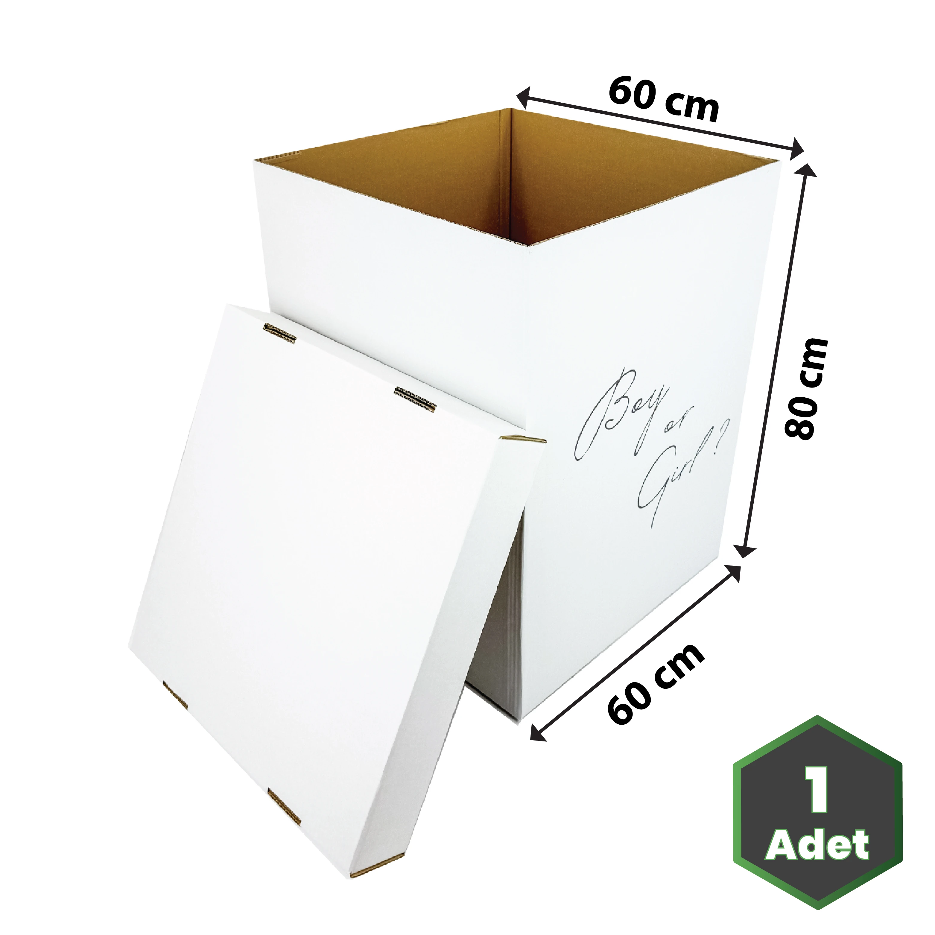 Bebek Cinsiyet Partisi Kutusu Boy-Girls Baskılı 60x60x80 cm