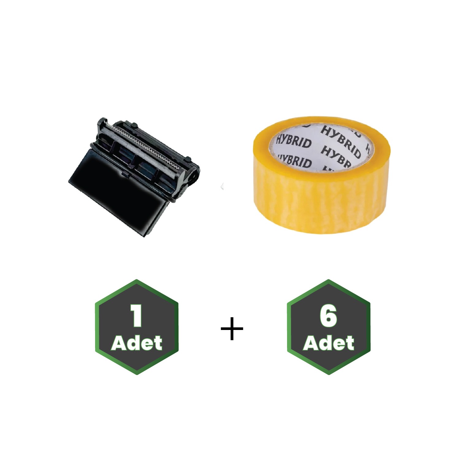 6 Adet Koli Bandı HYBRID 45 mm x 100 m + 1 Adet Bant Kesme Aparatı Seti