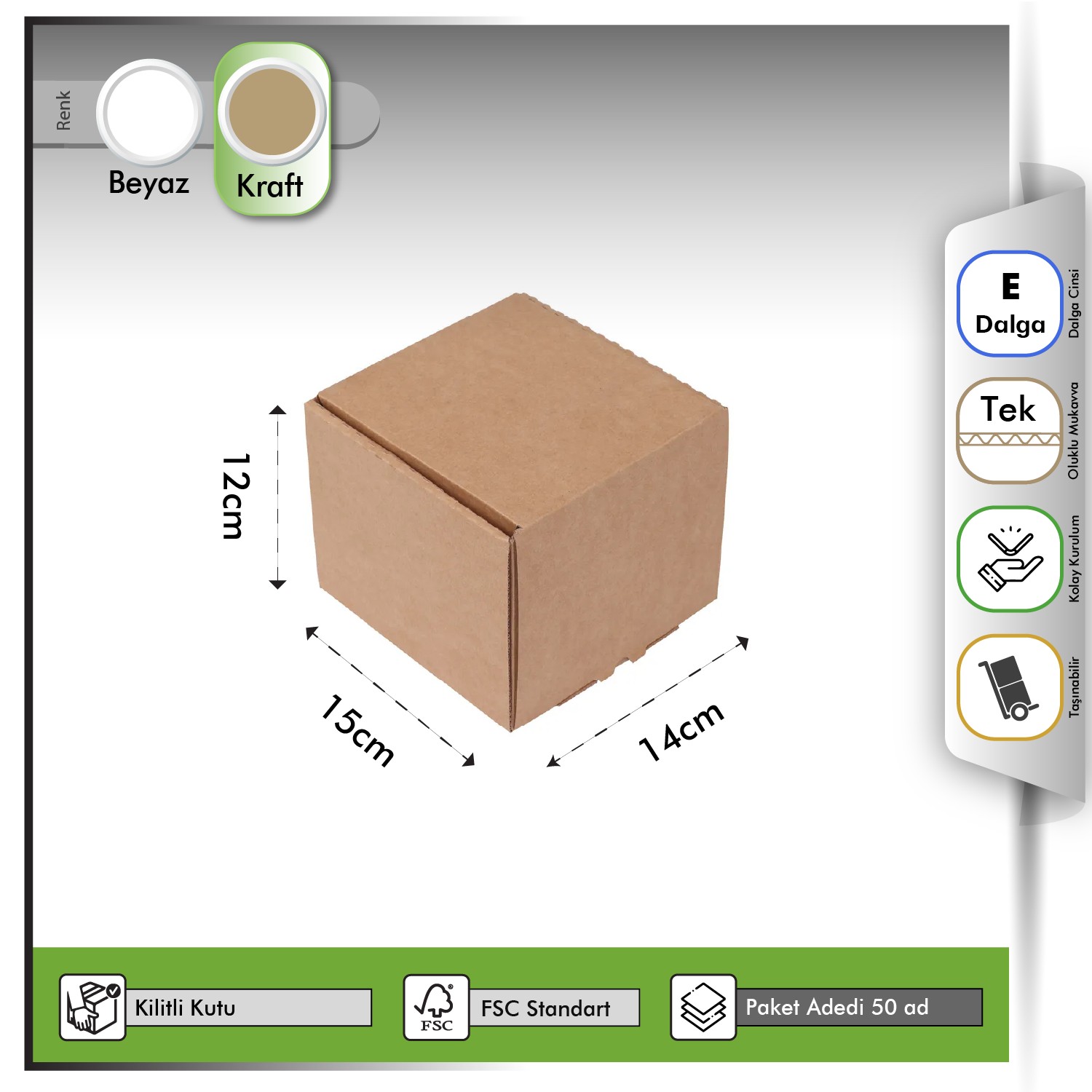 14x15x12 cm Kraft E-ticaret Kutusu