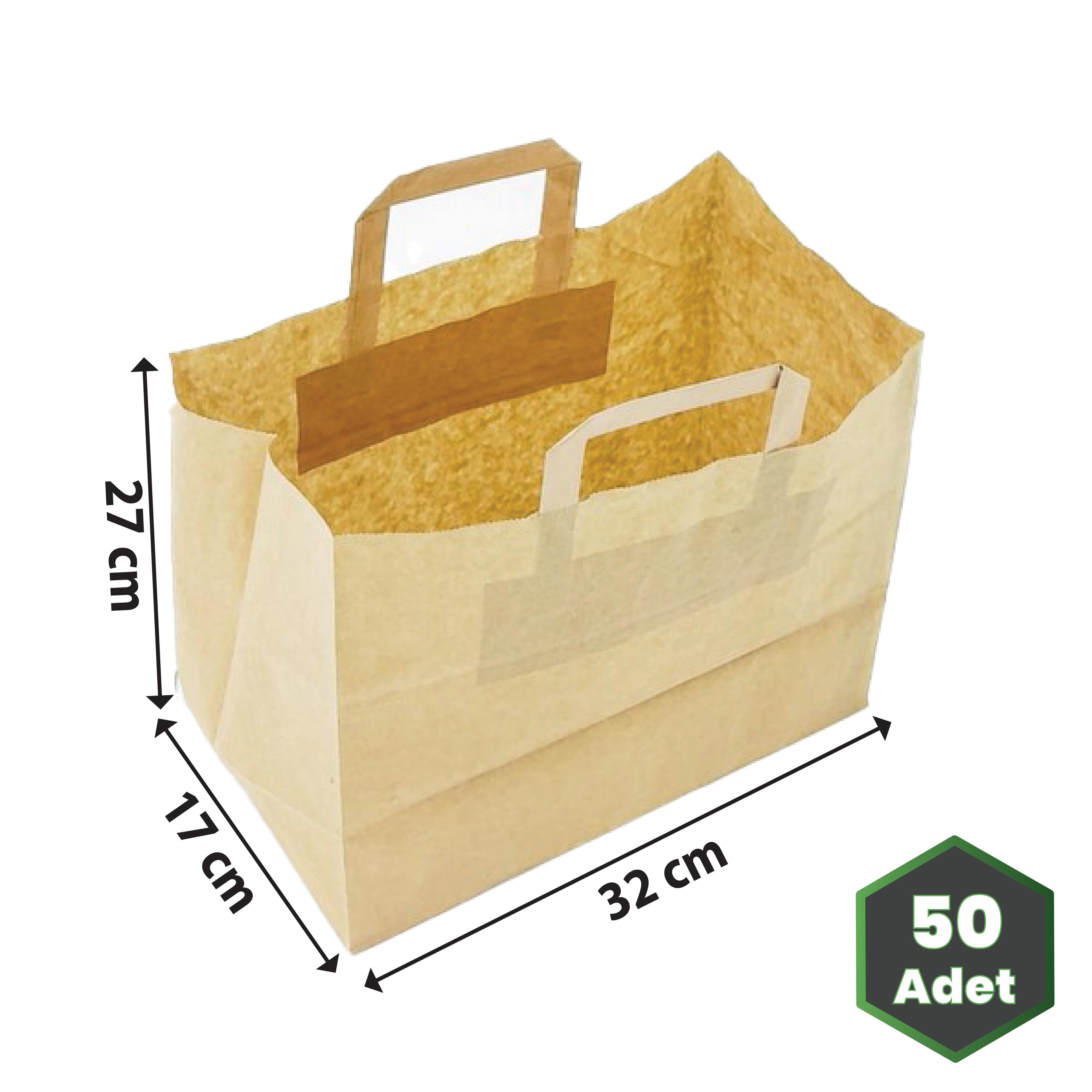 32x17x27 cm 70 gr İçten Saplı Baskısız IMK Kraft Kağıt Çanta